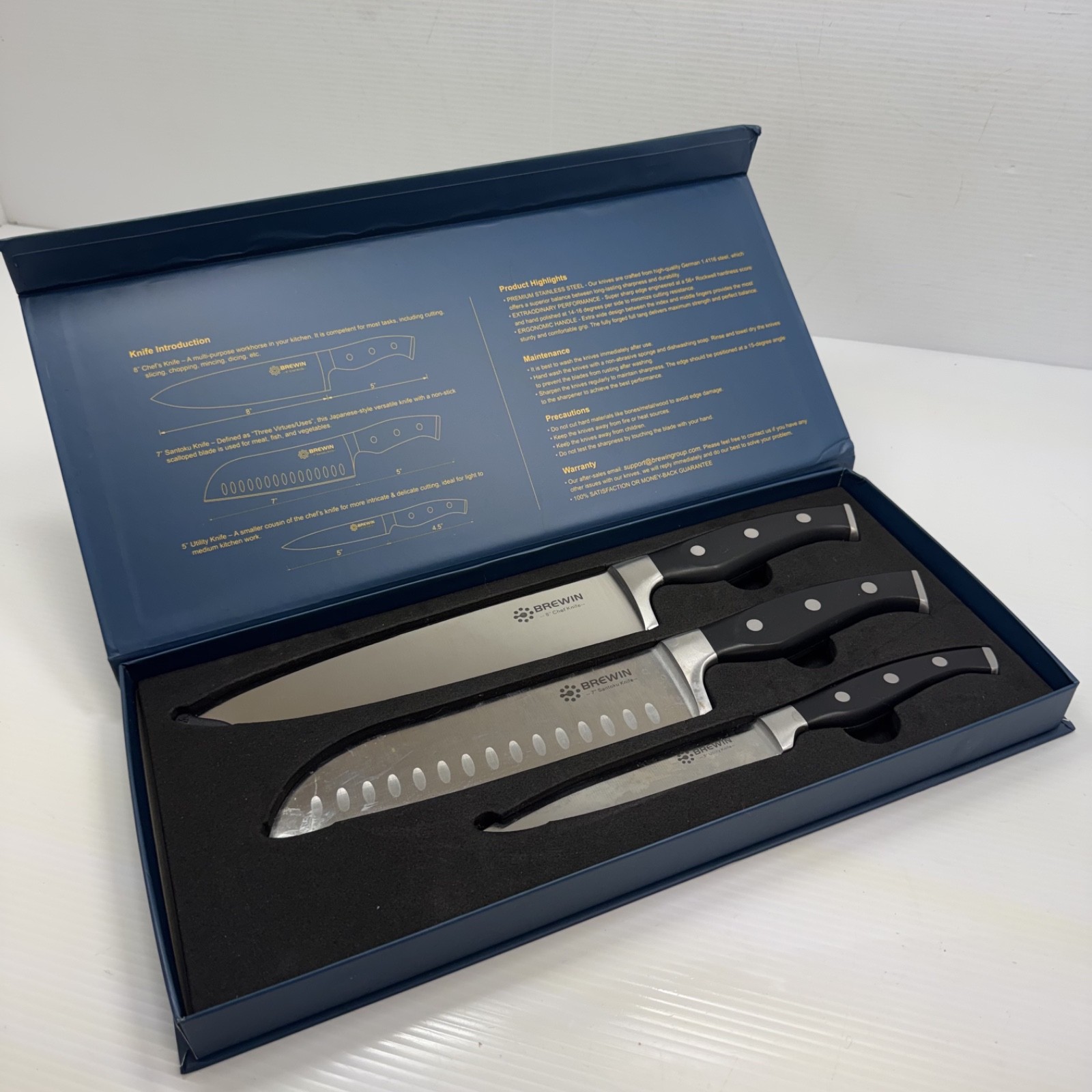 Brewin 3-Piece Professional Kitchen Knife Set