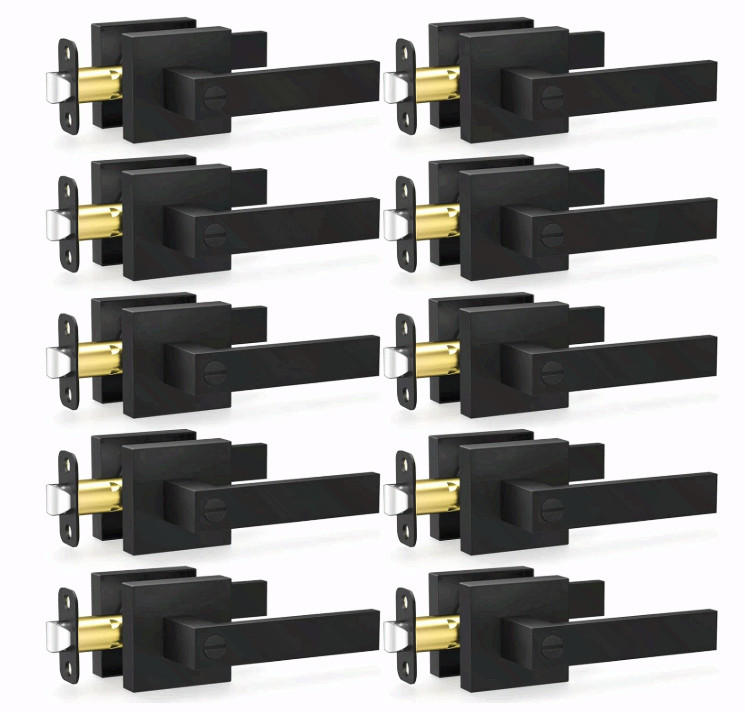 Estmoon 10 Pack Matte Black Privacy Door Handles Keyless Lock Estmoon 10 Pack Matte Black Privacy Door Handles Keyless Lock