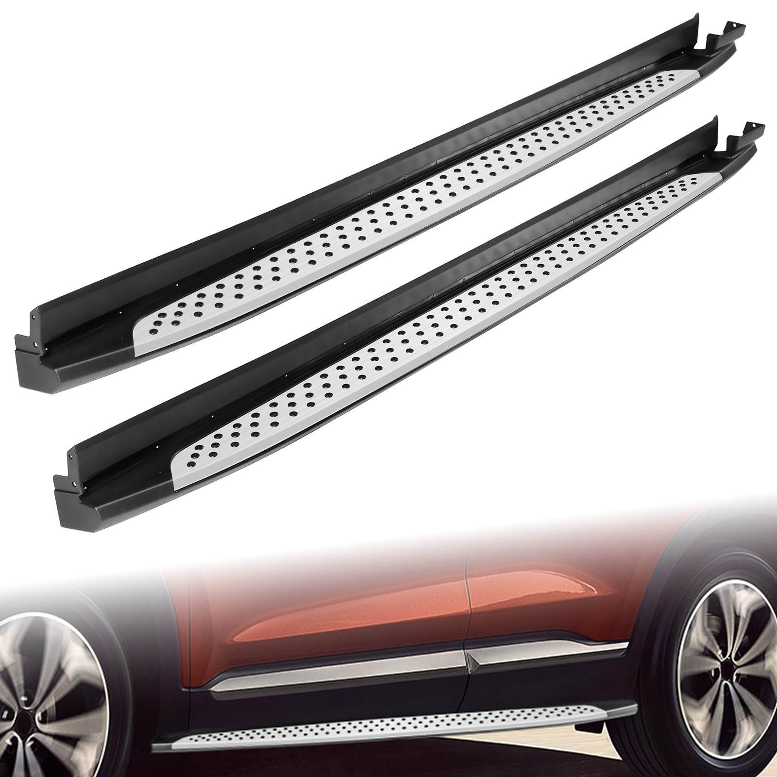 Fit  for Hyundai Santa Fe 2019-2023 Pair Black Running Boards Side Steps