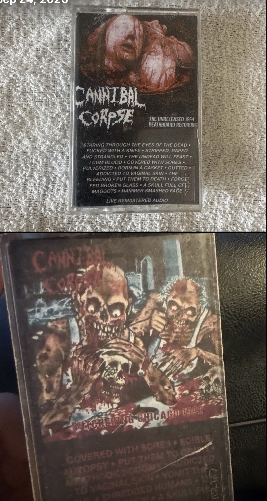 CANNIBAL CORPSE  2 LIVE CASSETTES 1994 Deathboard Recording + Chicago 1992