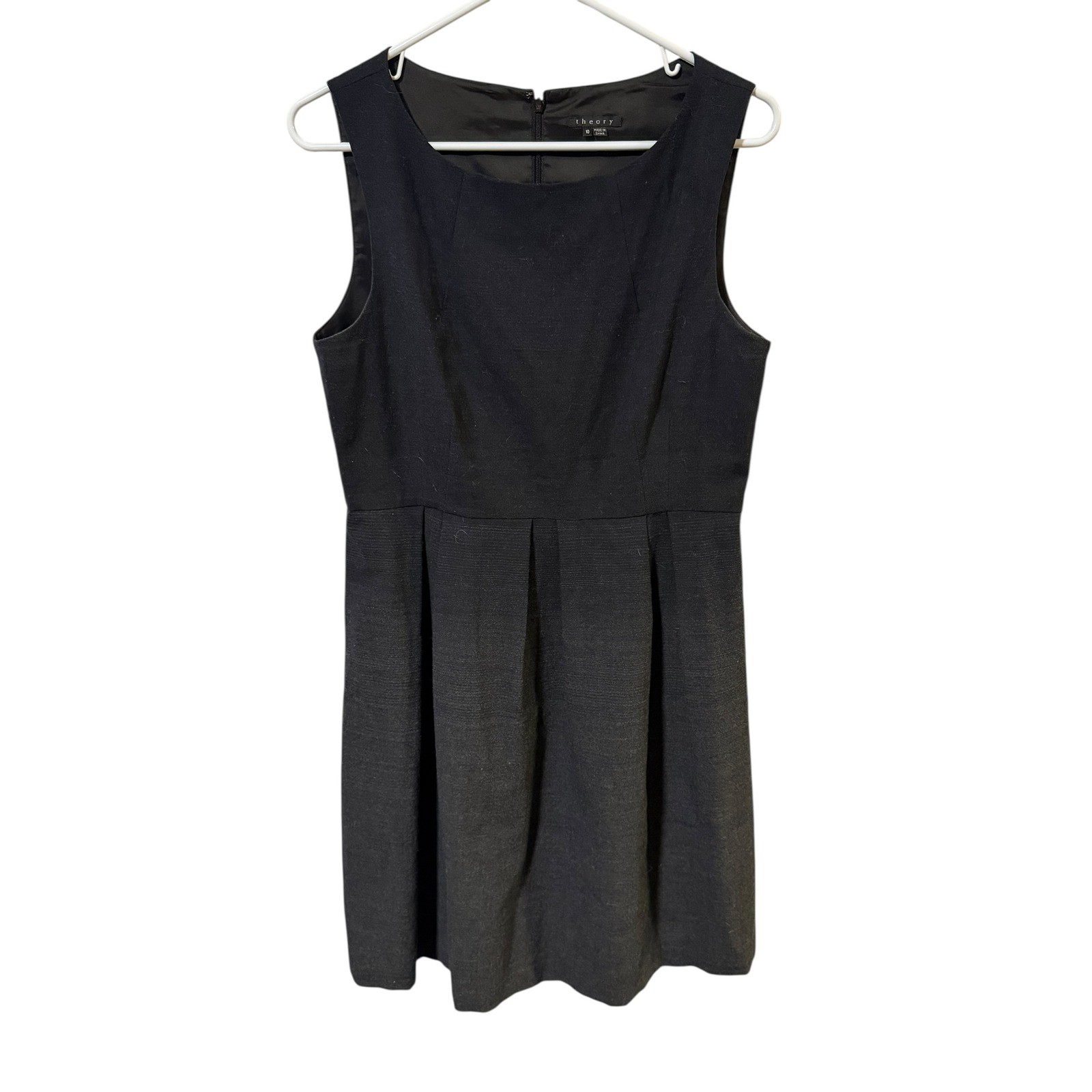 Theory Black Sleeveless Sheath Dress Size 10 Wool Blend