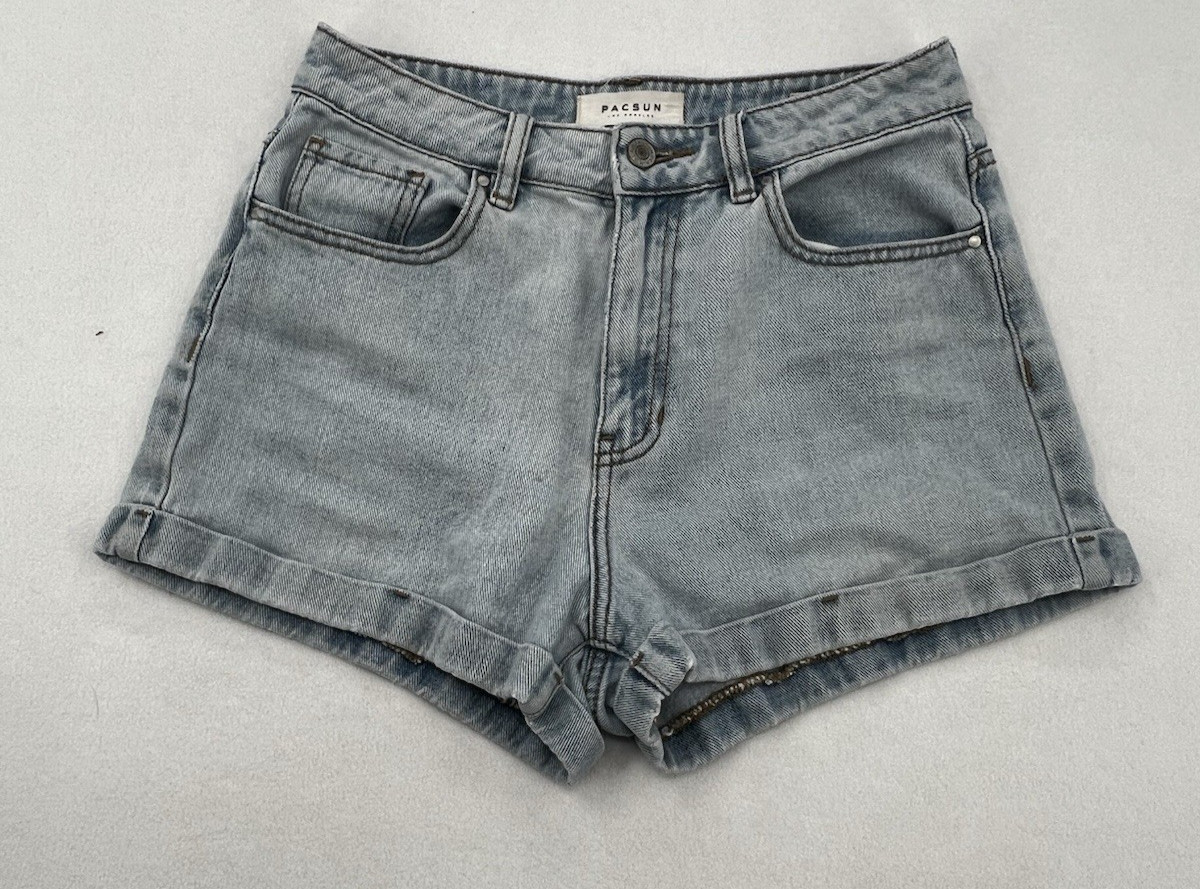 PacSun Los Angeles Mom Jean Shorts Womens Size 27 High Rise Cuffed Blue