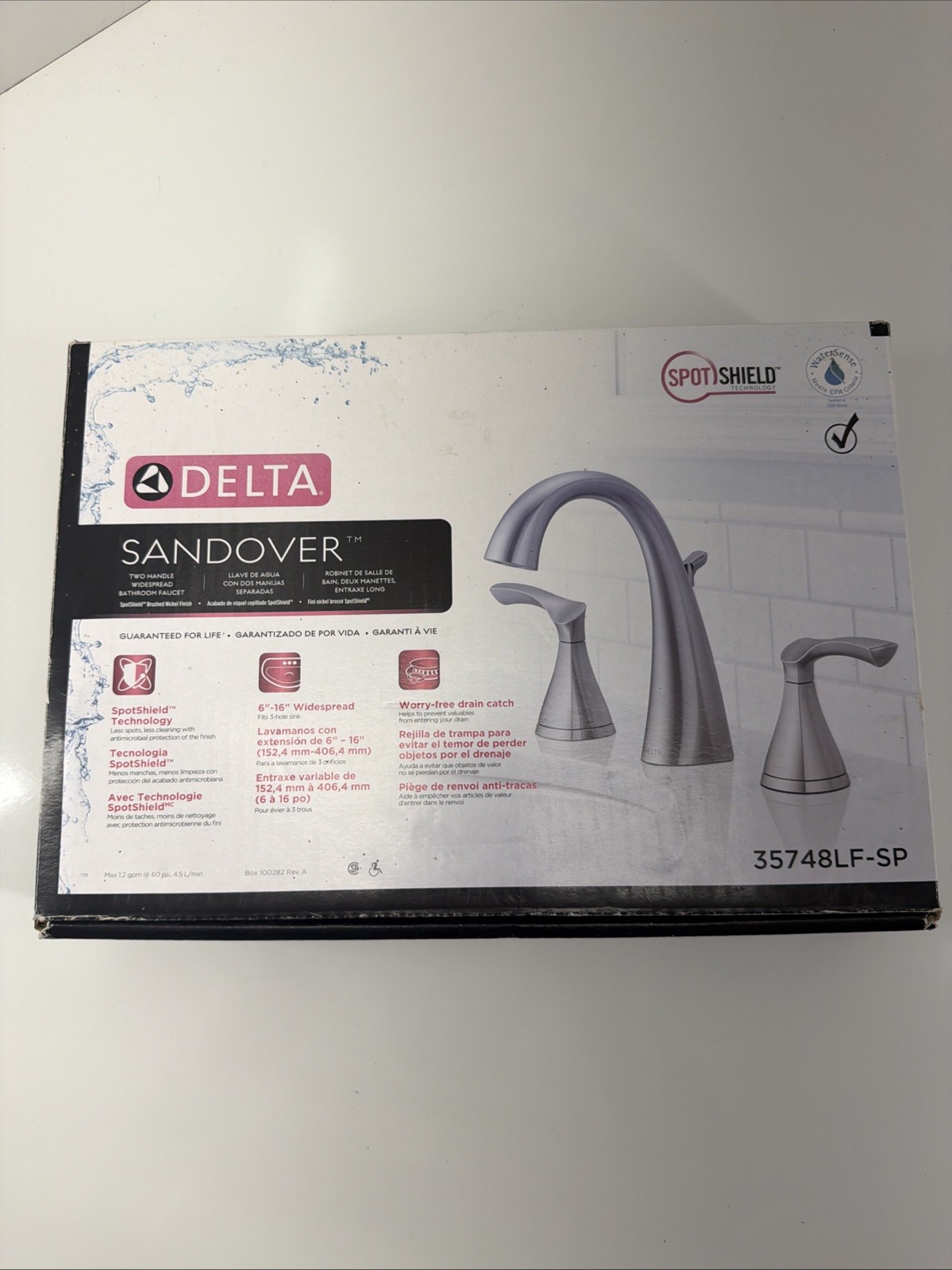 NEW Delta Sandover 35748LF-SP Two Handle Widespread Lavatory Faucet BIN FREE SHI