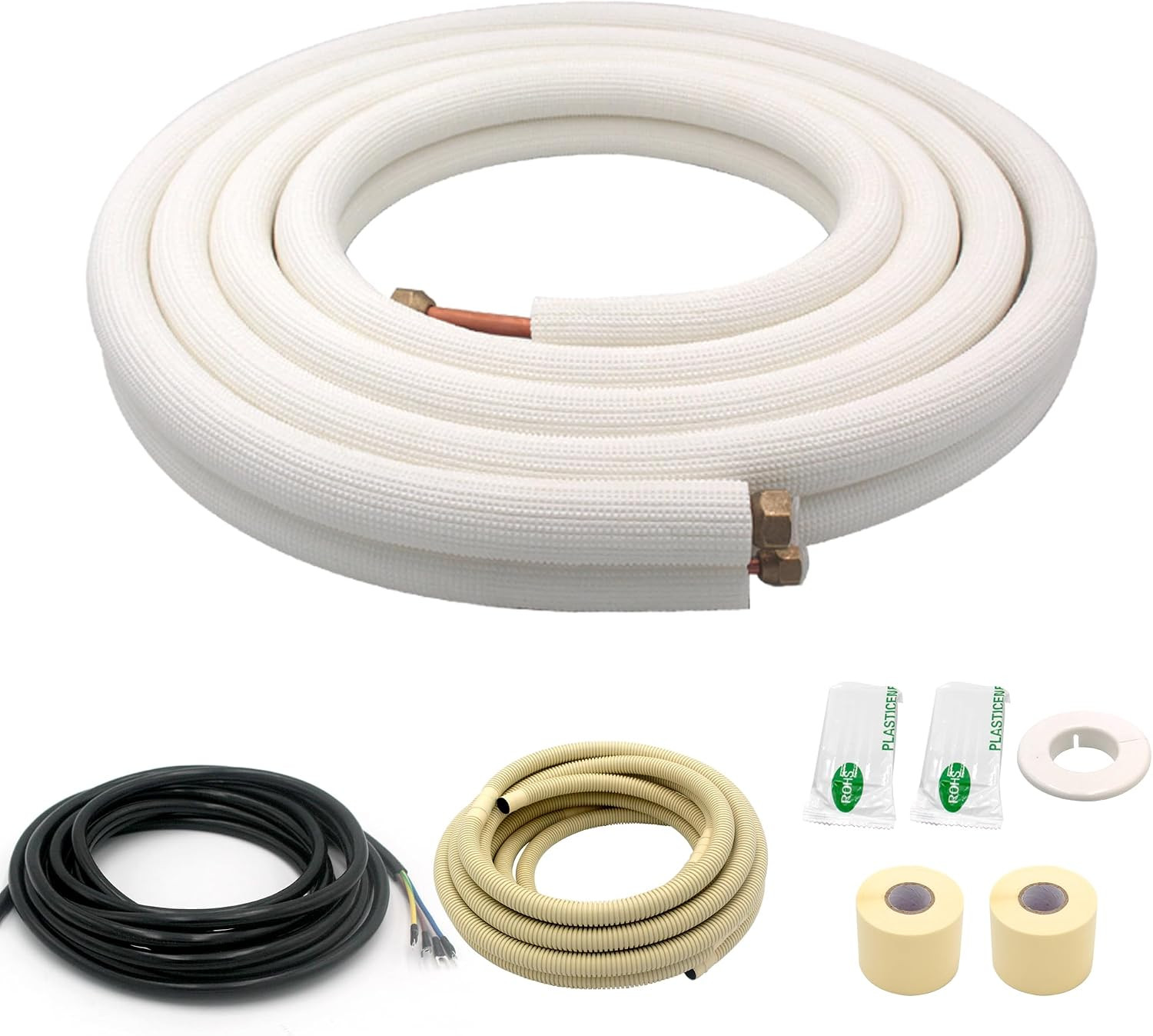 20FT Mini Split Line Set 1/4*3/8 OD HVAC Copper Tube Pipe Extension,3/8 Thickene
