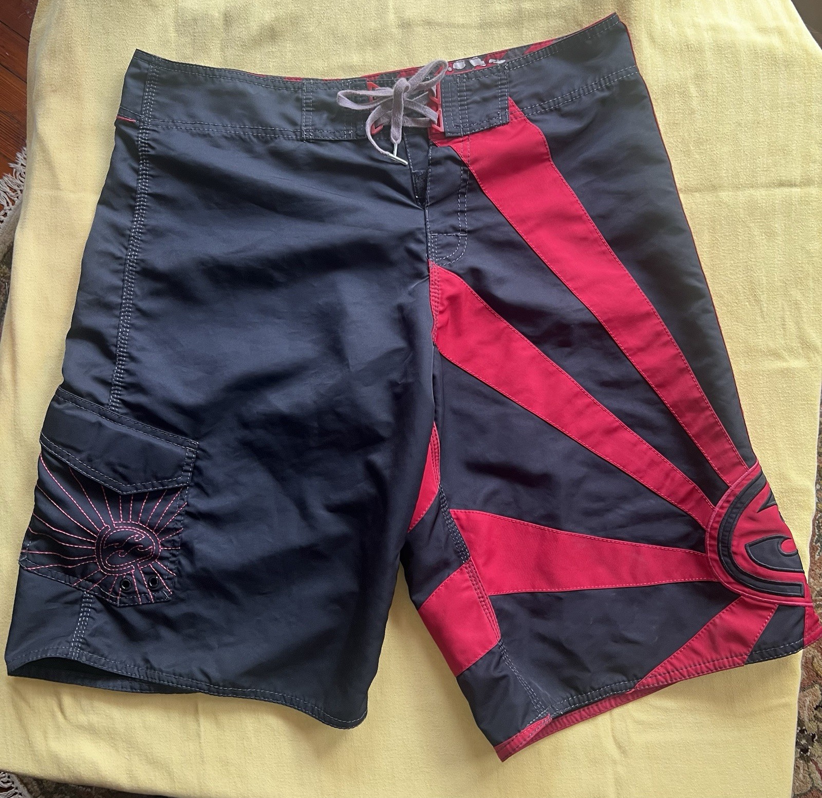 Billabong Irons Boardshort +Wax Comb/bottle Opener Adjustable Waist 34”-38” Vint
