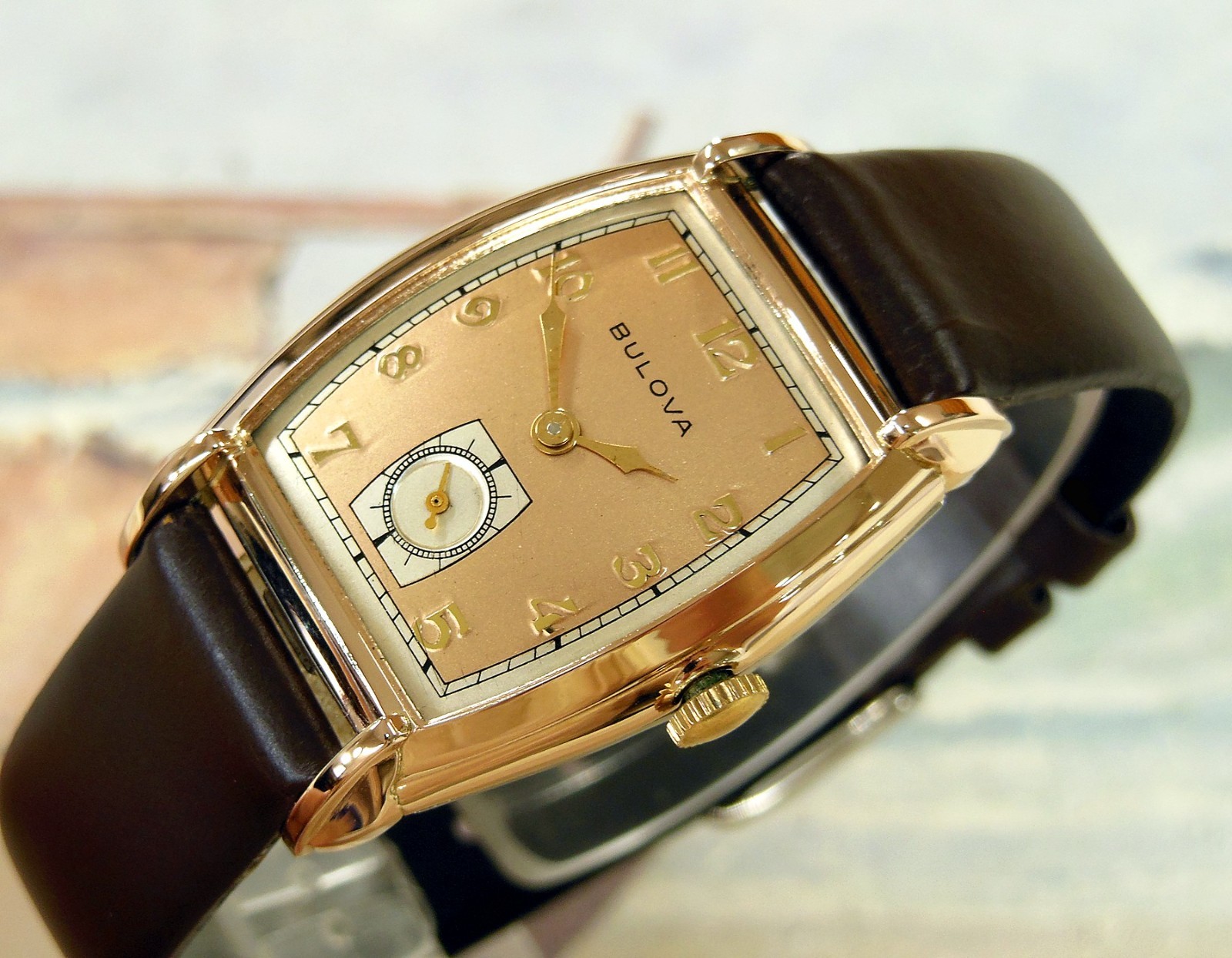 1940\'s Vintage BULOVA, Stunning SALMON Dial, Serviced & Warranty