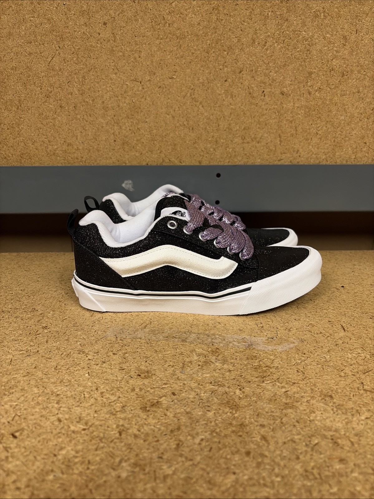 Size 6.5 -Vans Knu School Black Glitter And Purple