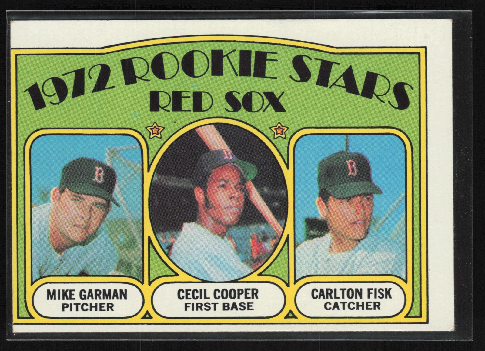 1972 Topps #79 Red Sox 1972 Rookie Stars (Garman / Cooper / Fisk) Red Sox EX 1972 Topps #79 Red Sox 1972 Rookie Stars (Garman / Cooper / Fisk) Red Sox EX