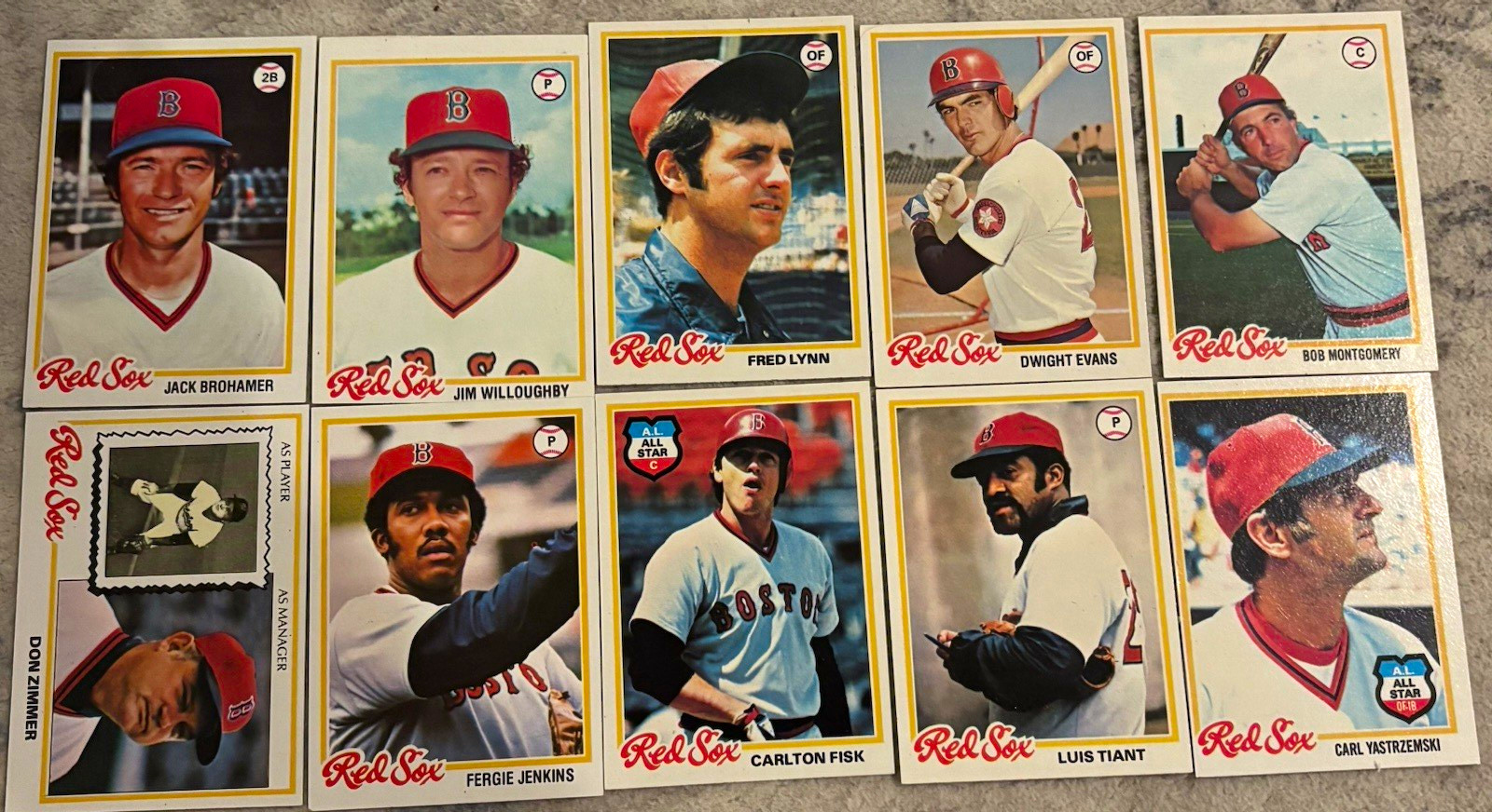 Topps 1978 Topps Boston Red Sox Team Lot - 10 Cards Fred Lynn Fergie Jenkins Topps 1978 Topps Boston Red Sox Team Lot - 10 Cards Fred Lynn Fergie Jenkins