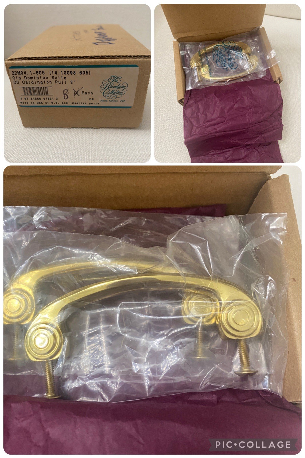 Vintage NOS Solid Brass Broadway Collection Cardington 3” Pull Old Dominion