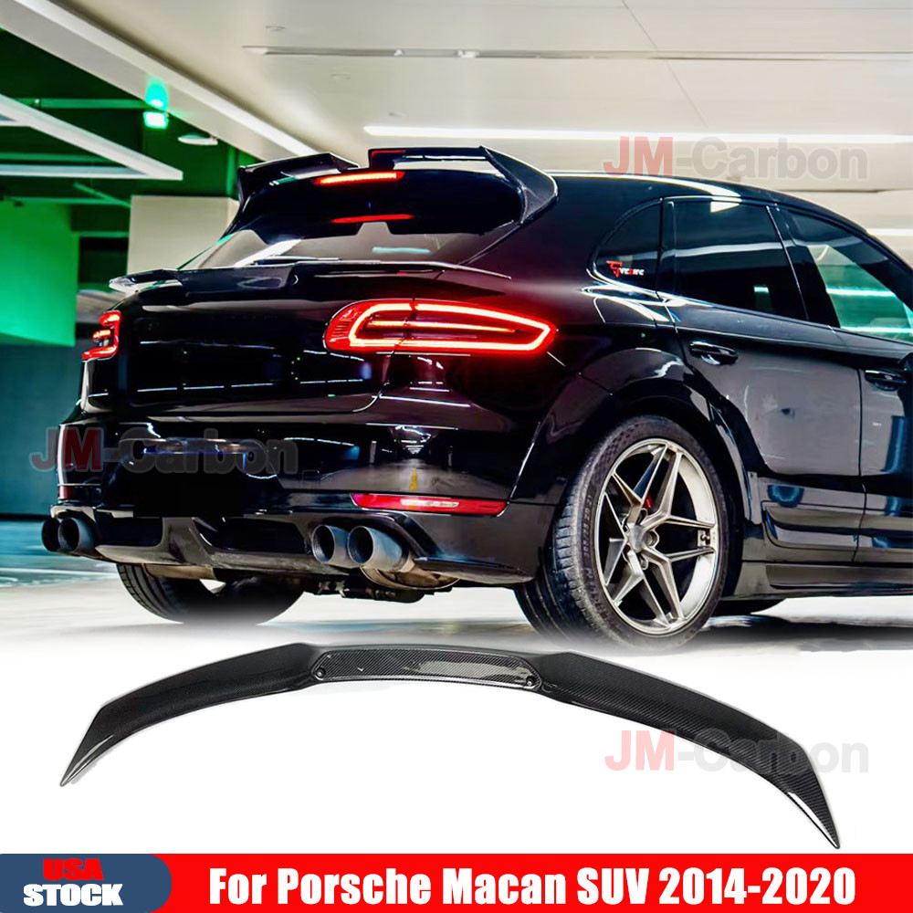 Fits Porsche Macan SUV 2014-2020 REAL CARBON Rear Trunk Middle Spoiler Wing Lip