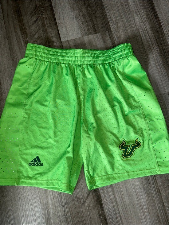 Adidas University of South Florida USF bulls athletic shorts lime green men’s