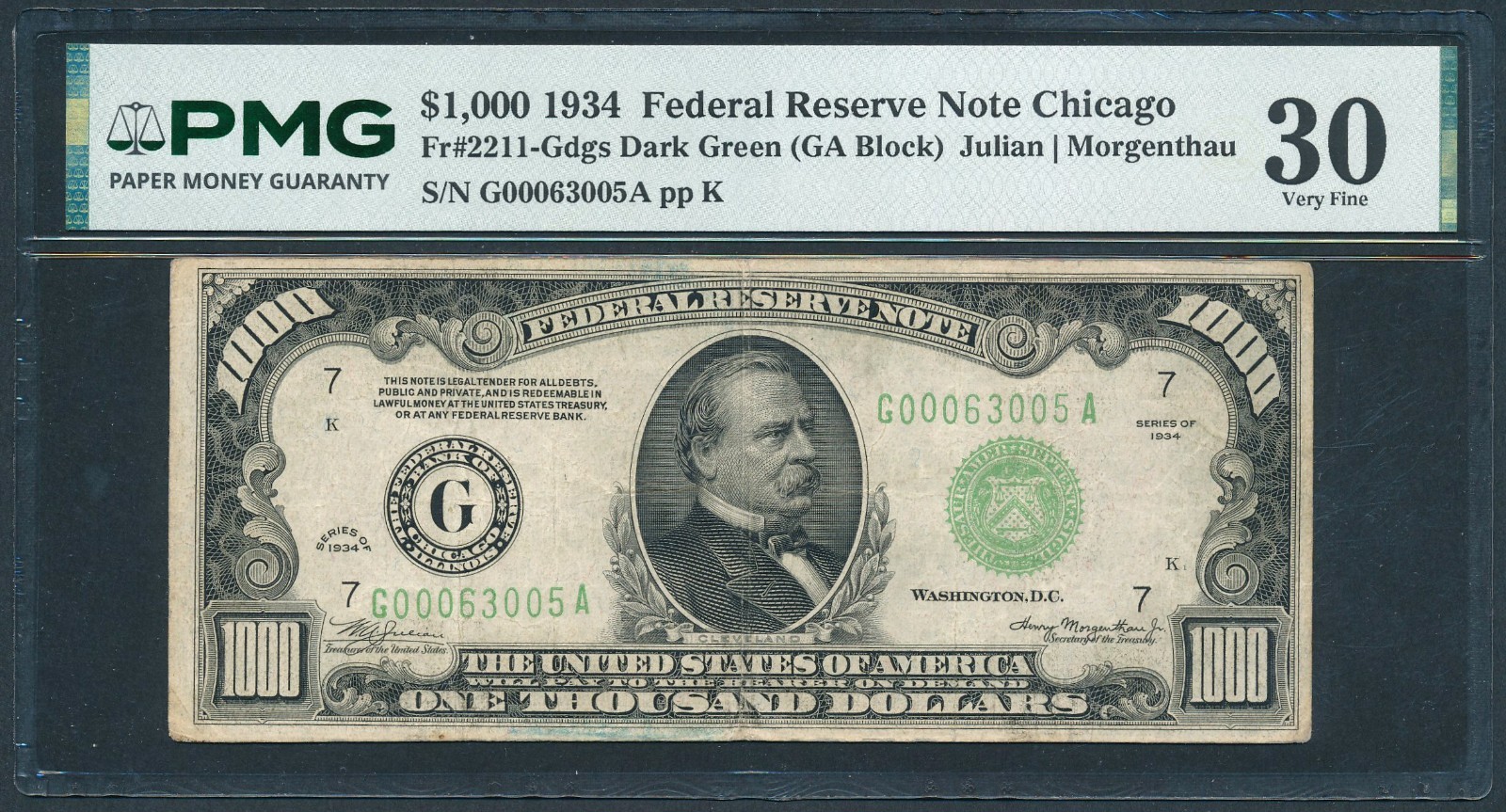 1934A $1000 One Thousand Dollar Bill Currency Cash Note Money PMG VF 30 comment