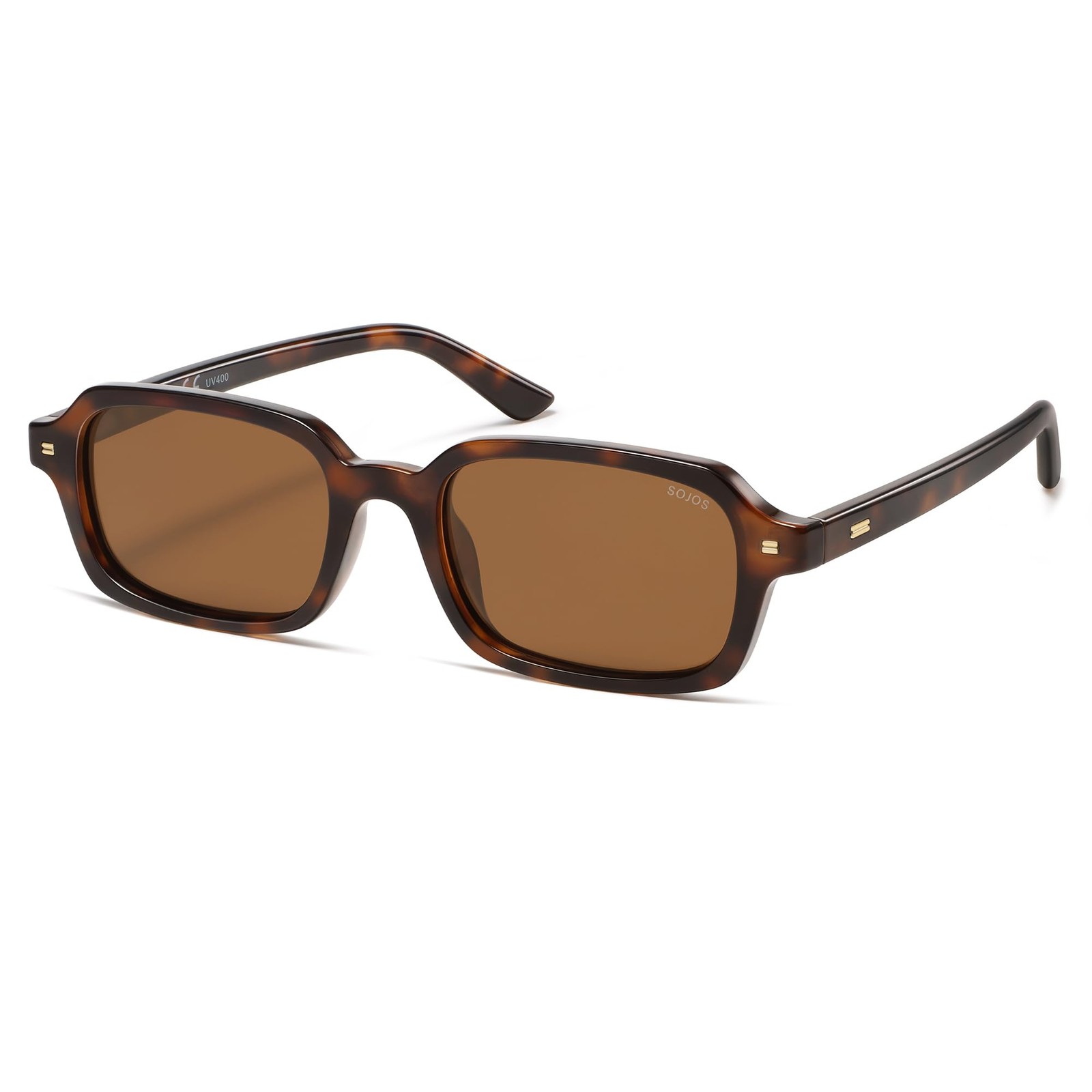 SOJOS Trendy Rectangle Polarized Sunglasses Medium, Brown Tortoise +
