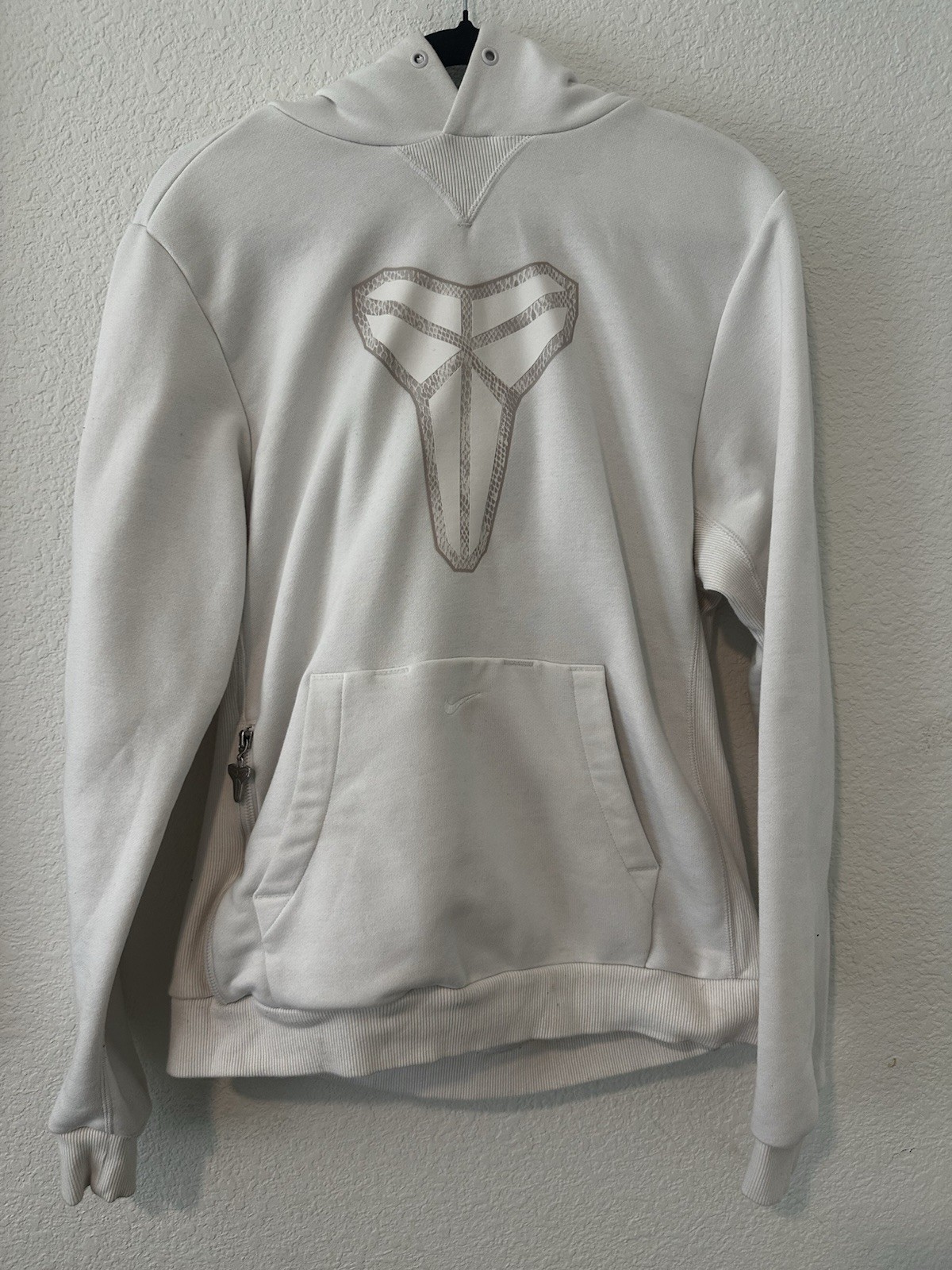 Nike Kobe Bryant Dri-FIT Hoodie White Mamba Logo Side Zip Pullover Sweatshirt