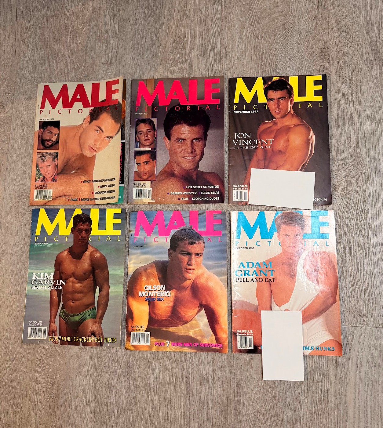 LOT OF 6 x 1991 1992 Male Pictorial Magazines Vintage Gay Interest