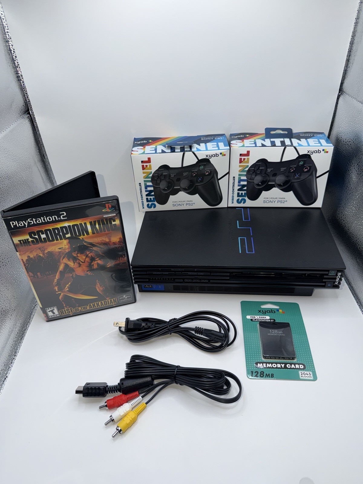 Sony PlayStation 2 PS2 Fat Console SCPH-39001 Black Bundle Tested/Cleaned