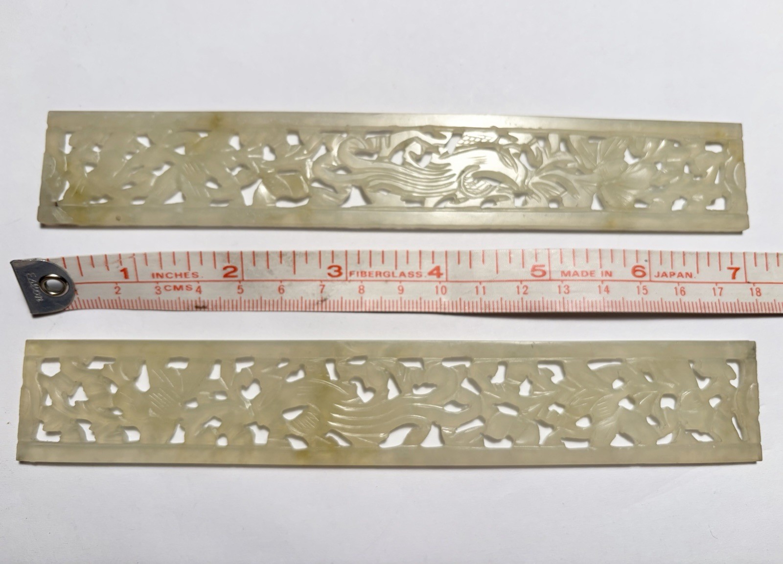 Two Antique Chinese Carved Nephrite Jade Matching Bird Panels Plaques 72g
