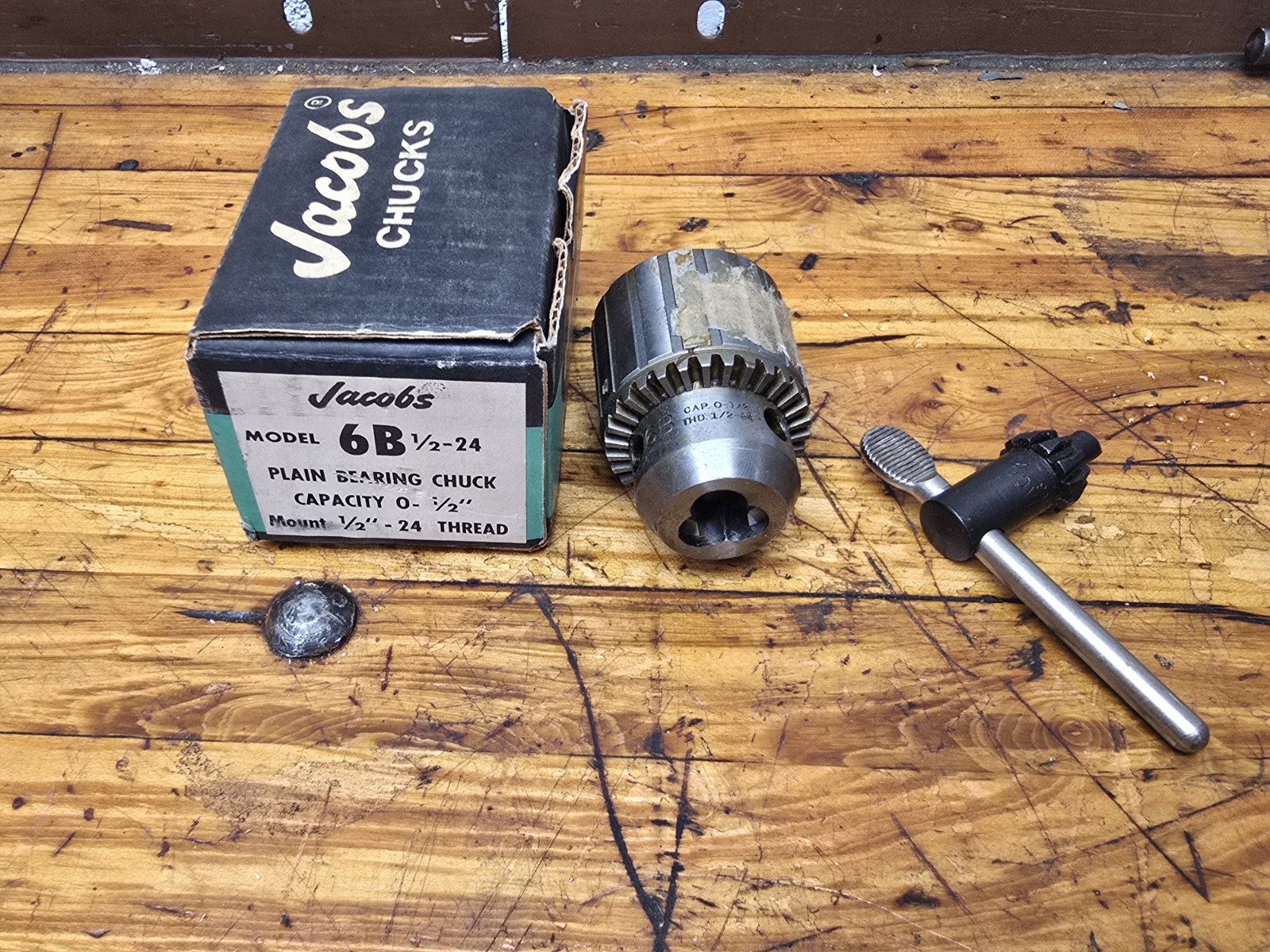 NOS JACOBS *USA* #6B 0-1/2\'\' Cap. Drill Chuck w/ 1/2\'\'-20 Thread w/ New Key NOS JACOBS *USA* #6B 0-1/2\'\' Cap. Drill Chuck w/ 1/2\'\'-20 Thread w/ New Key