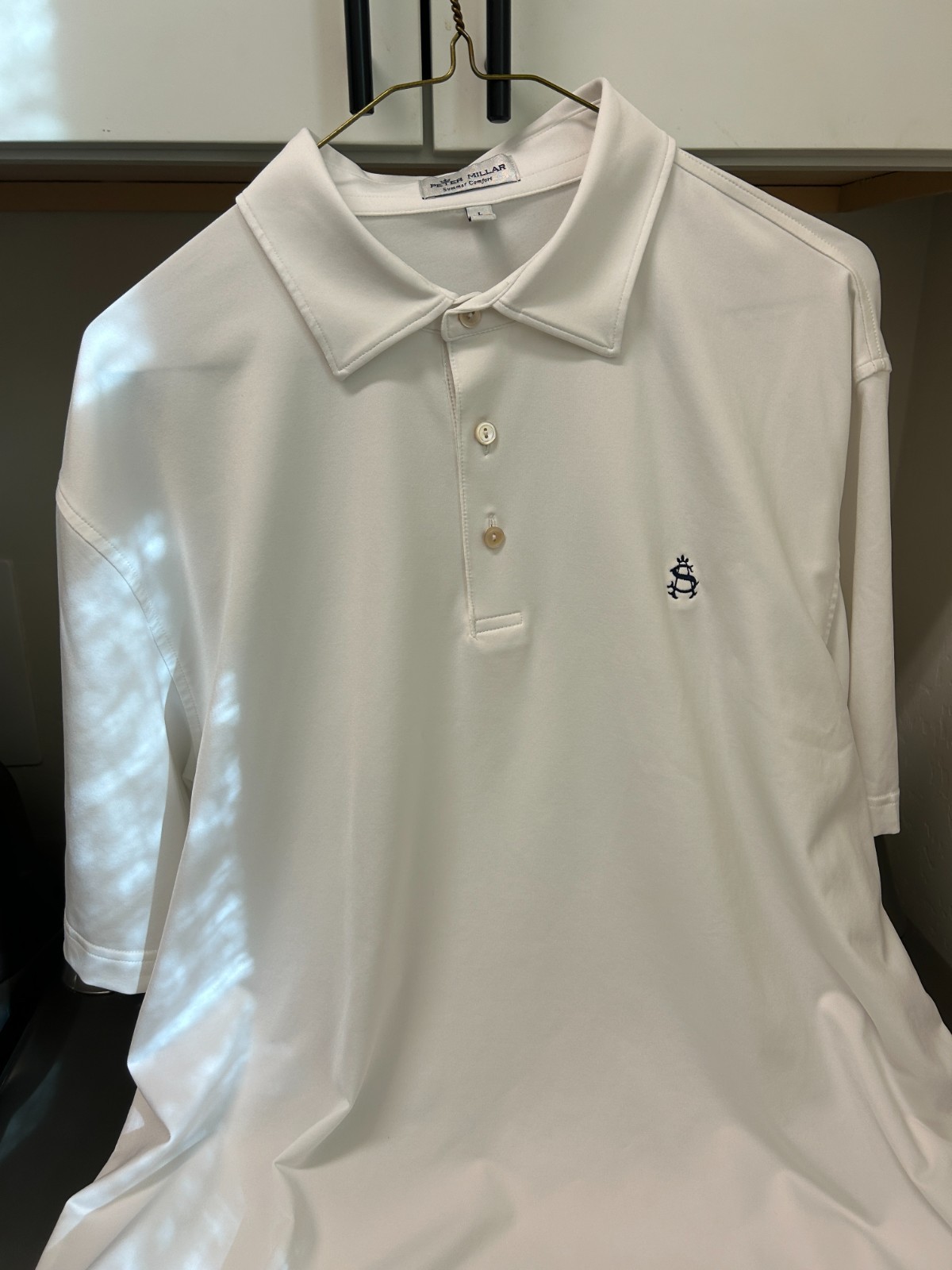 NWOT Peter Millar Summer Comfort Large White Golf Shirt - Shoreacres logo NWOT Peter Millar Summer Comfort Large White Golf Shirt - Shoreacres logo