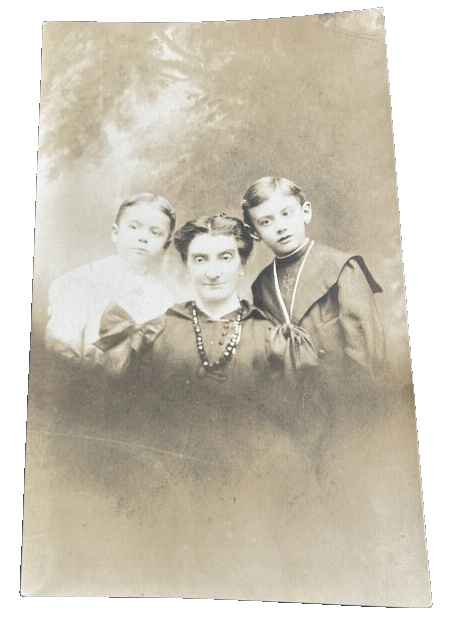 RPPC postcard Woman With 2 Children RPPC postcard Woman With 2 Children