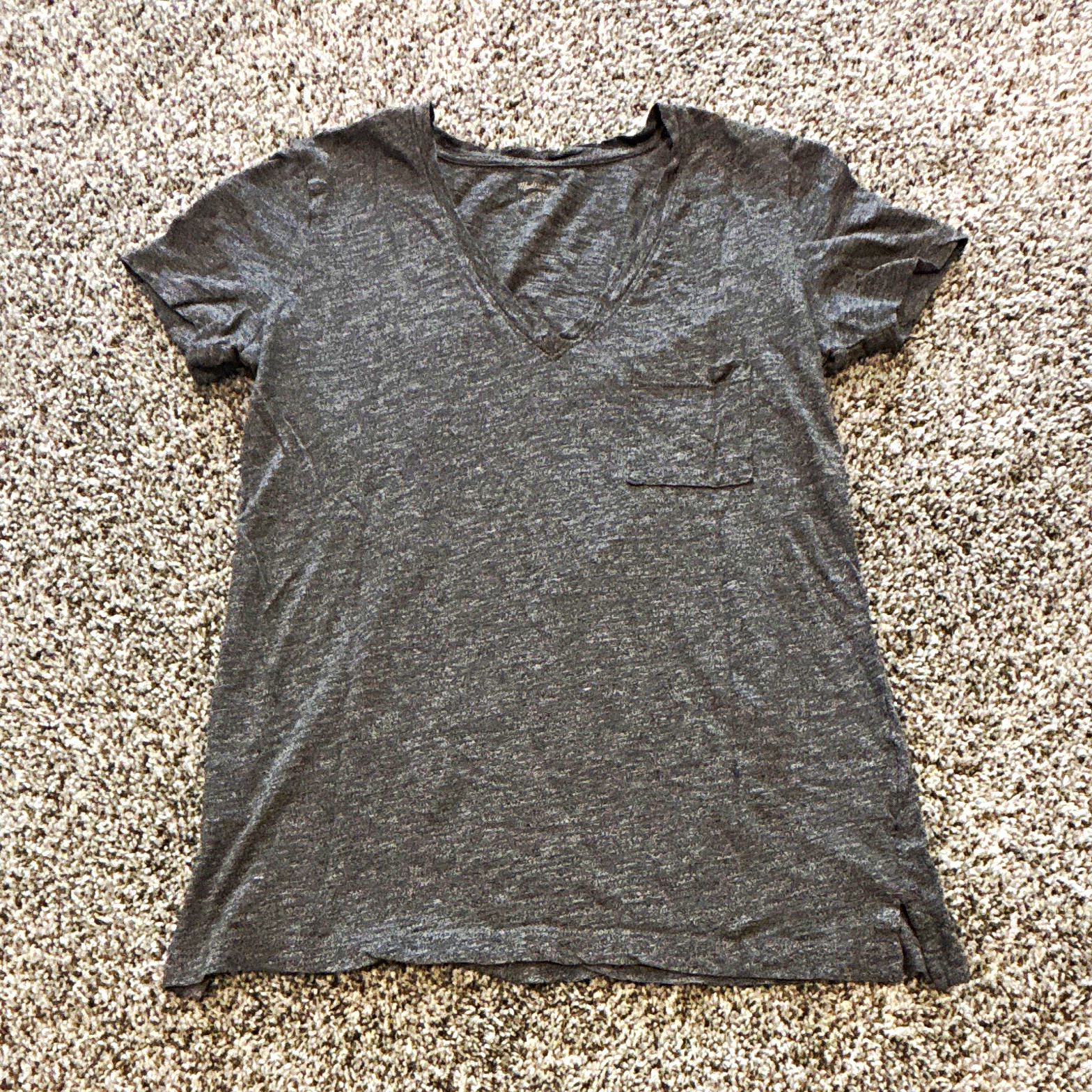 Madewell Women\'s Gray V-Neck Short Sleeve Knit Pocket T-Shirt Regular XS