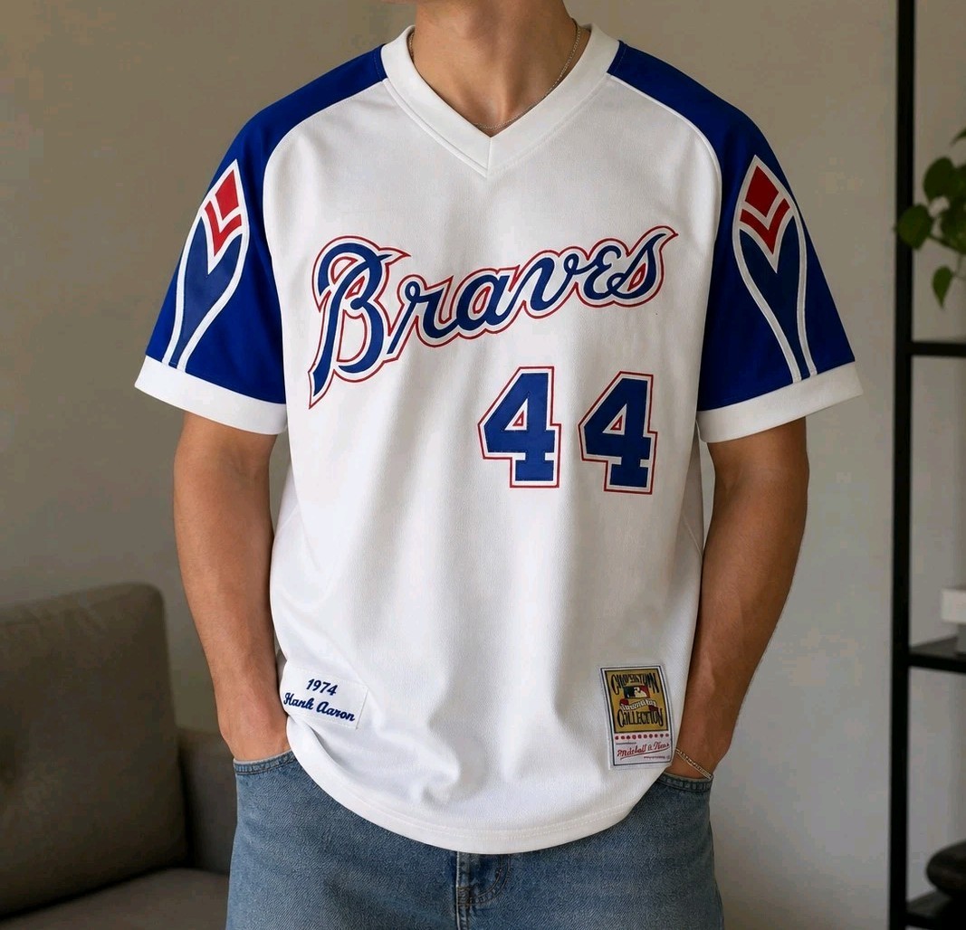 Mitchell Ness M&N Authentic Atlanta Braves Hank Aaron Jersey 44 USA L New