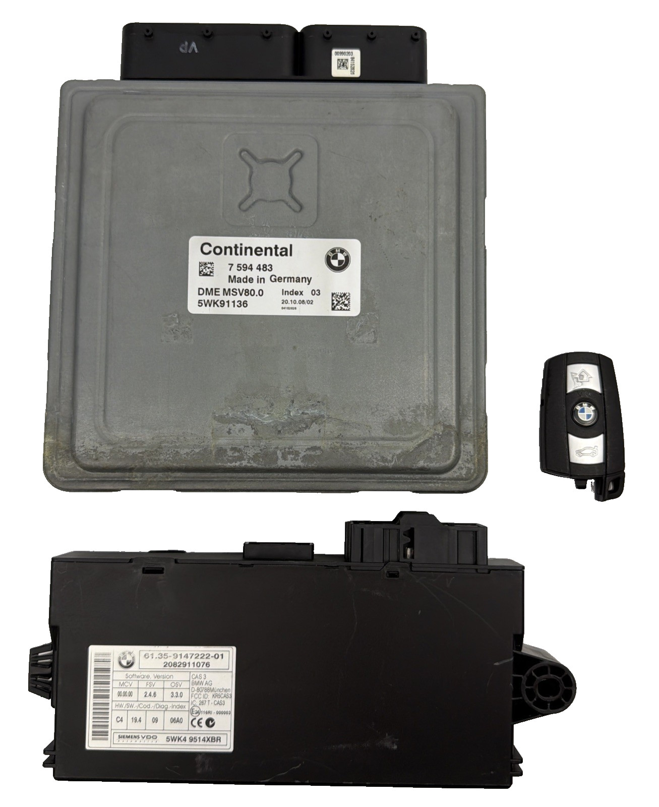 BMW MSV80.0 DME CAS 3 KEY SET 7 594 483 7594483 9147222 61359147222