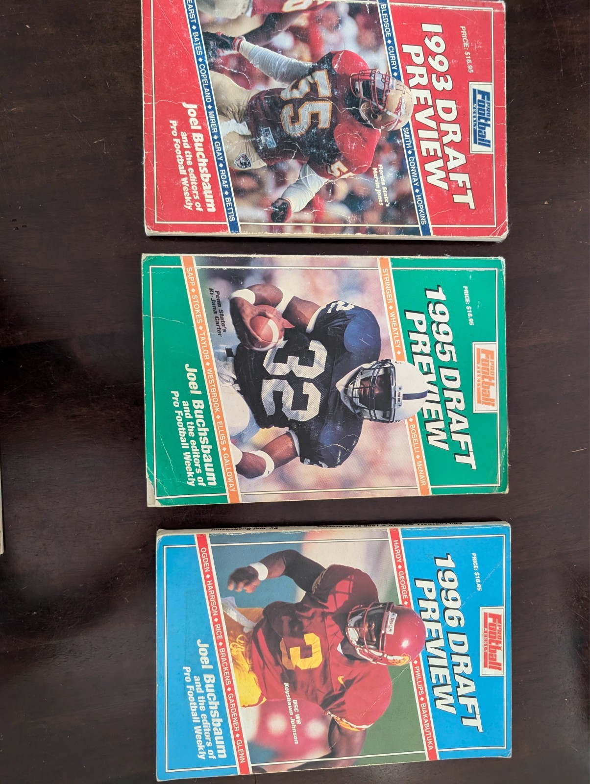 Vintage Joel Buchsbaum Pro Football Weekly NFL Draft Preview Lot 1993 1995 1996
