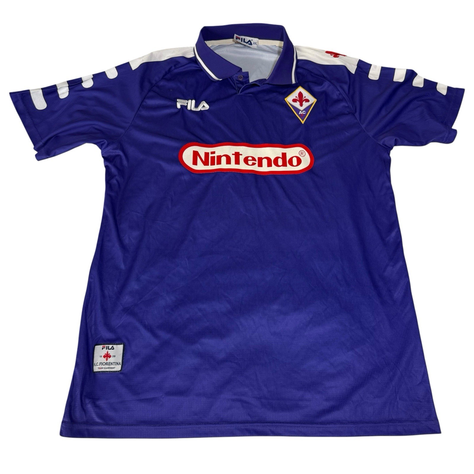 Vintage Jersey Fiorentina Nintendo 98-99 Retro Home Kit Soccer pre-owned 2XL Vintage Jersey Fiorentina Nintendo 98-99 Retro Home Kit Soccer pre-owned 2XL