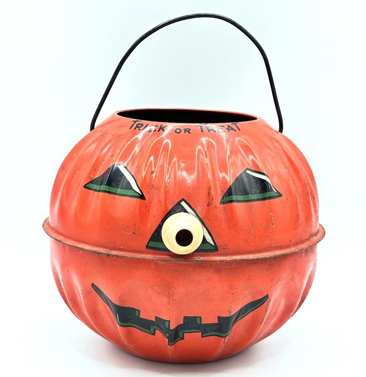 Vintage 1950s Halloween Jack O Lantern Pumpkin MFG CO US Metal Toy Litho Vintage 1950s Halloween Jack O Lantern Pumpkin MFG CO US Metal Toy Litho