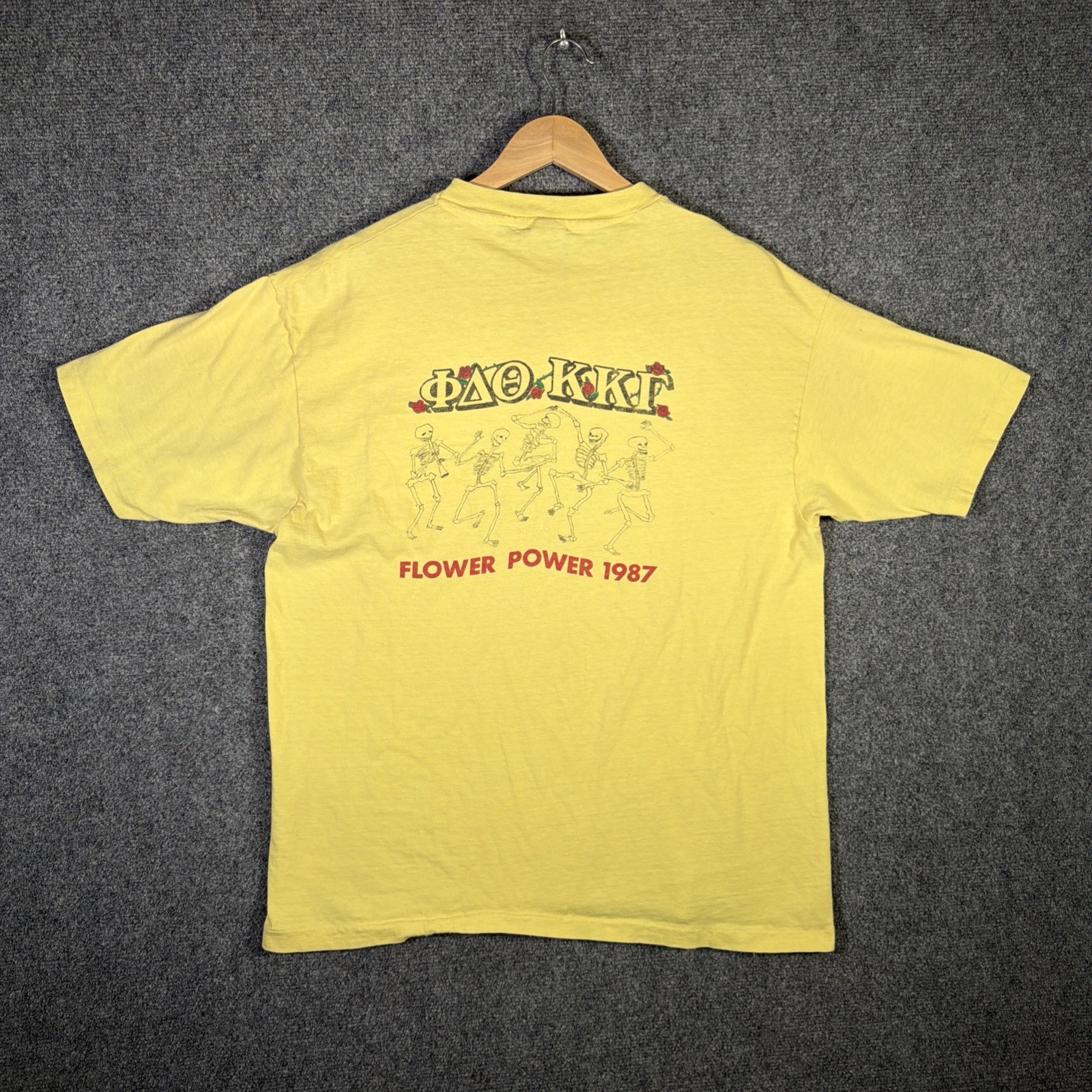 Vintage Grateful Dead Shirt XL Yellow 80s College Pardoy Budwesier Flower Power