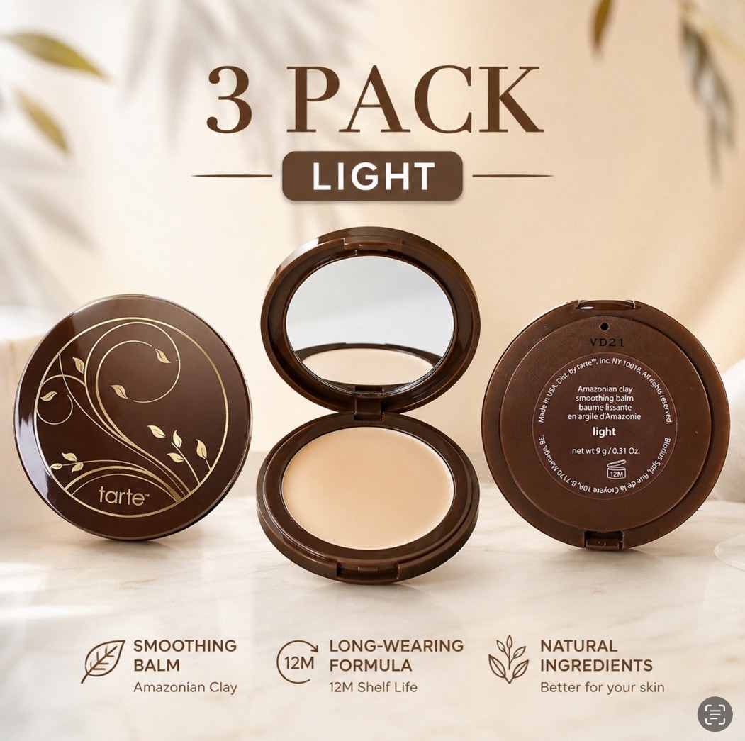 3 PACK Tarte CLAY SMOOTHING BALM Amazonian Light 0.31 Oz X 3 Unboxed 3 PACK Tarte CLAY SMOOTHING BALM Amazonian Light 0.31 Oz X 3 Unboxed