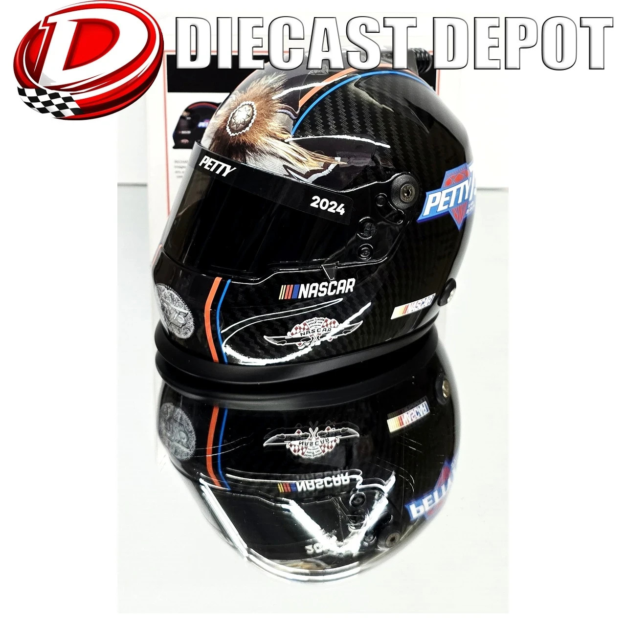 RICHARD PETTY 75TH ANNIVERSARY BLACK 1/2 SCALE MINI REPLICA HELMET