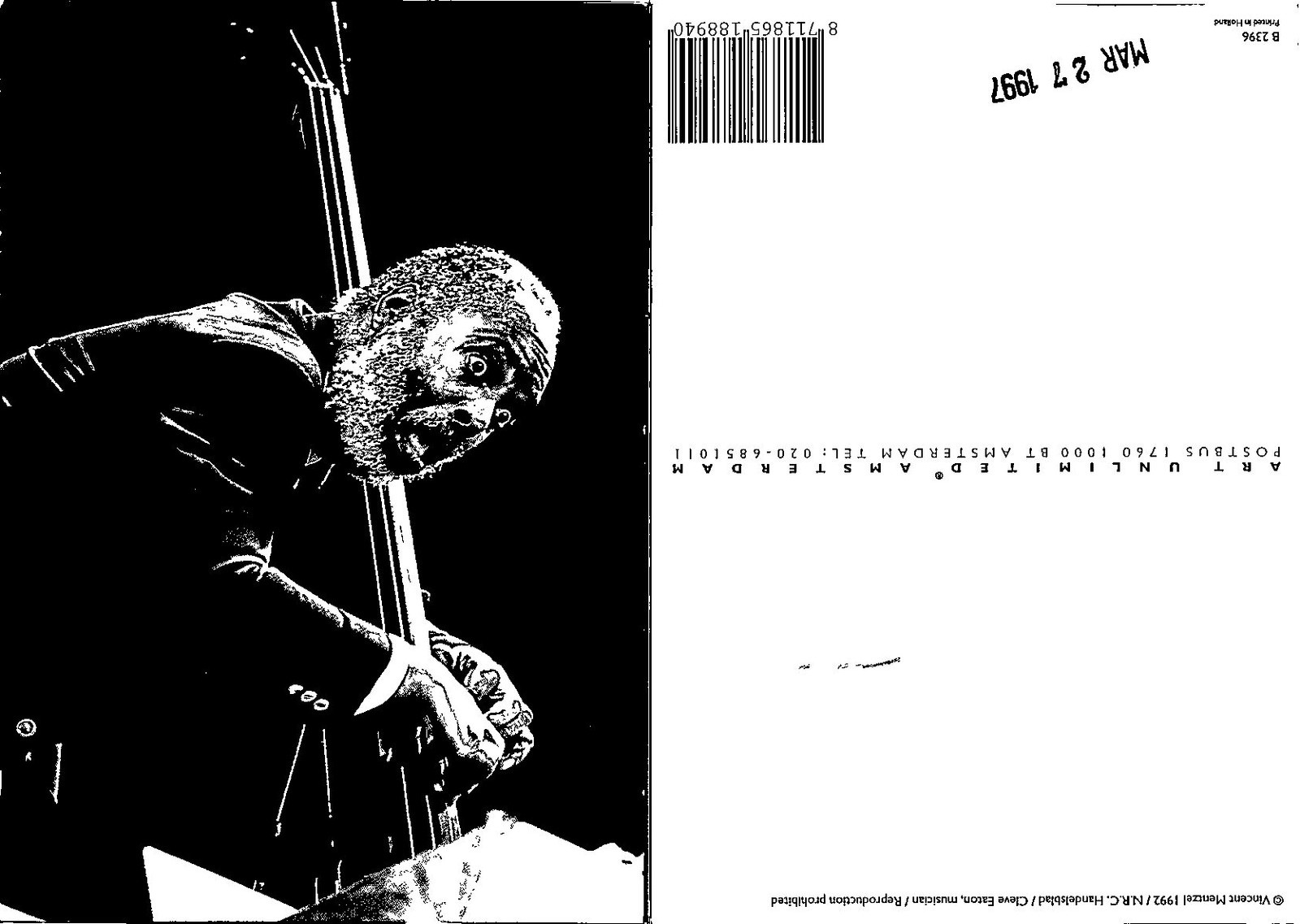 Postcard - Vincent Mentzel 1992 - N.R.C. Handelsblad - Cleve Eaton  musician