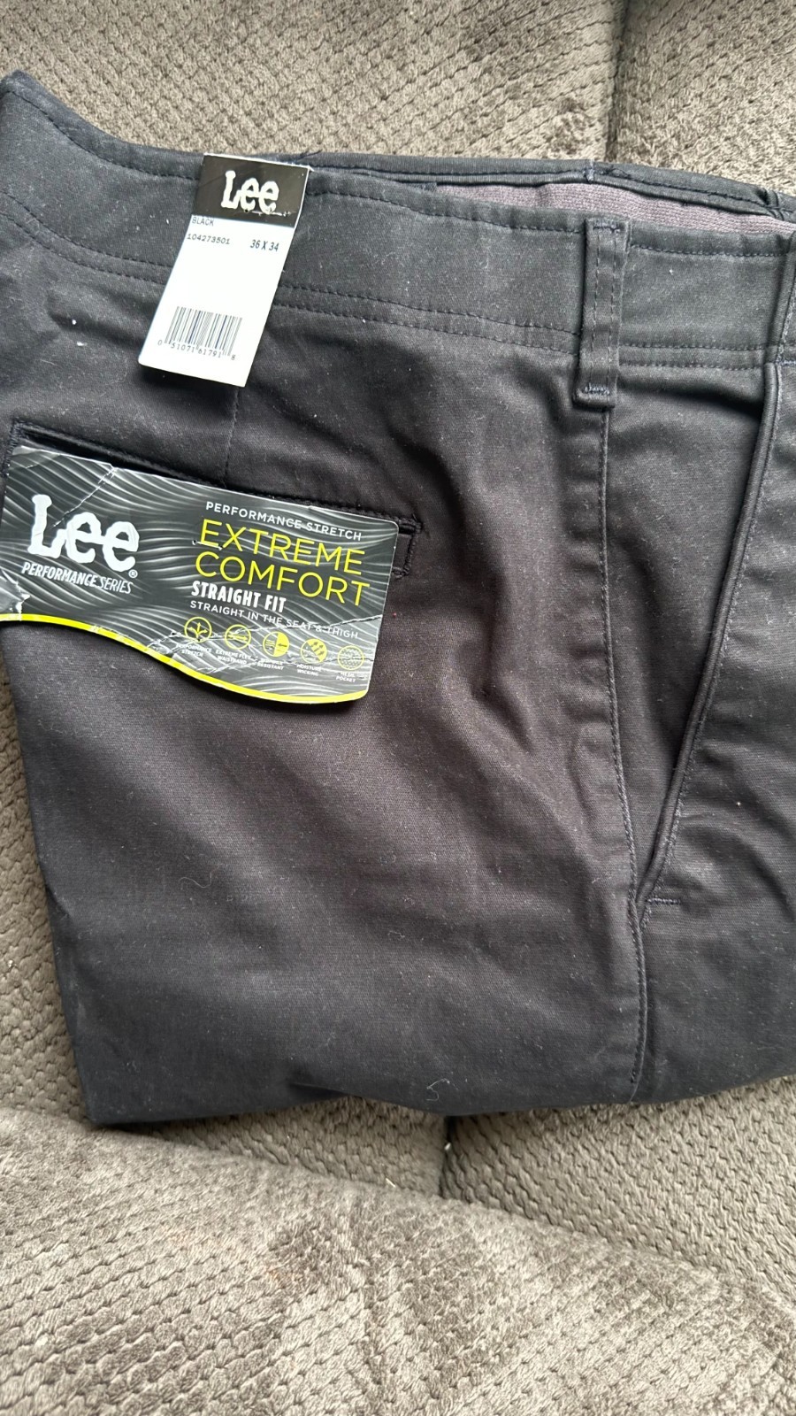 Lee Extreme Comfort Straight Fit Pants Mens 36x34 Black Performance Series Chino Lee Extreme Comfort Straight Fit Pants Mens 36x34 Black Performance Series Chino