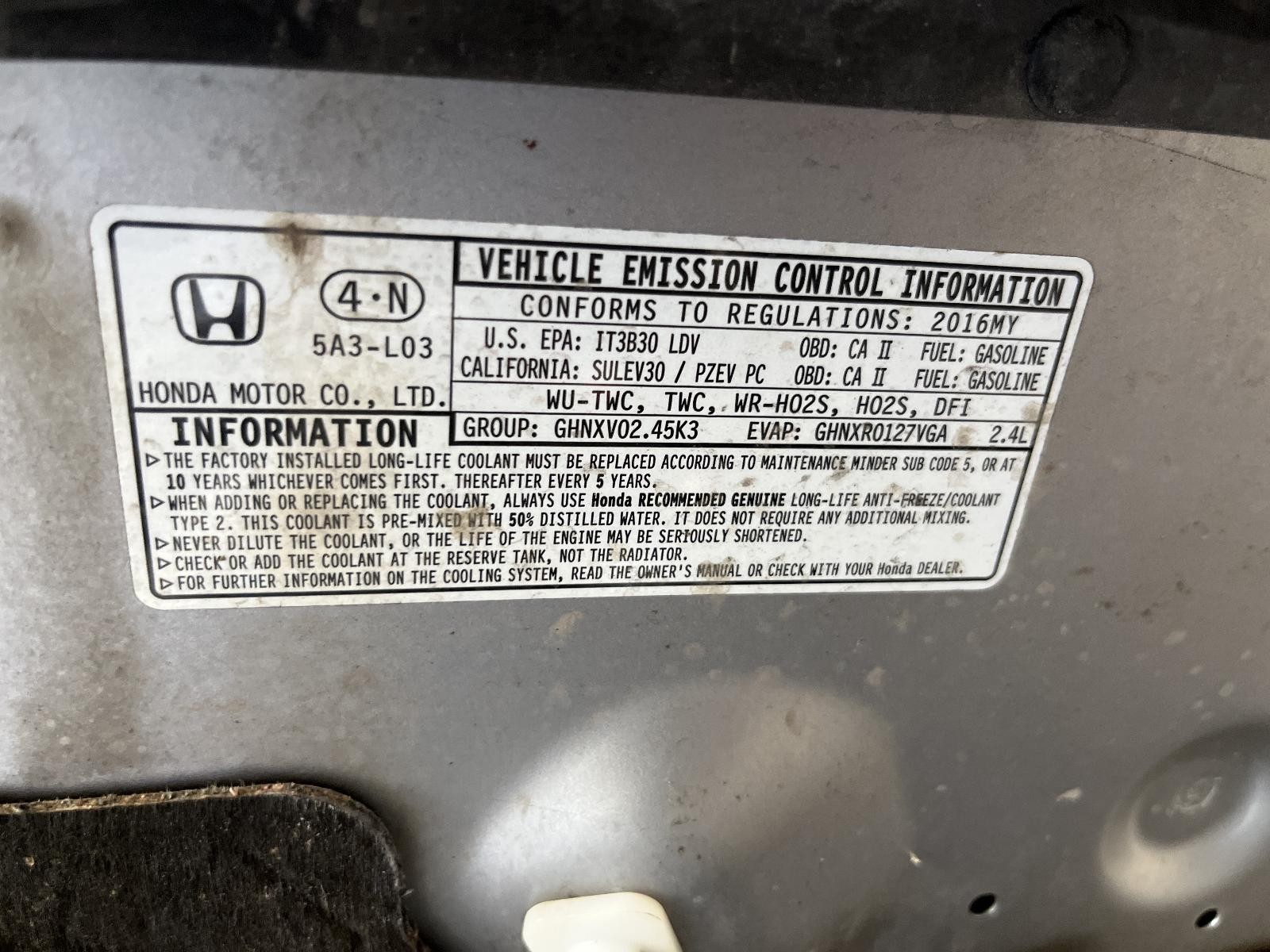 Used Engine Complete Assembly fits: 2016 Honda Accord 2.4L VIN 2 6th digit Sedan