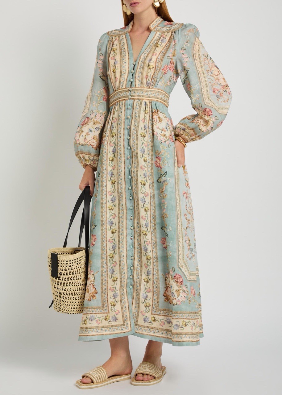Zimmermann ROSELIGHT PLUNGE MIDI DRESS $ 950 Size 1 Around US 4-6