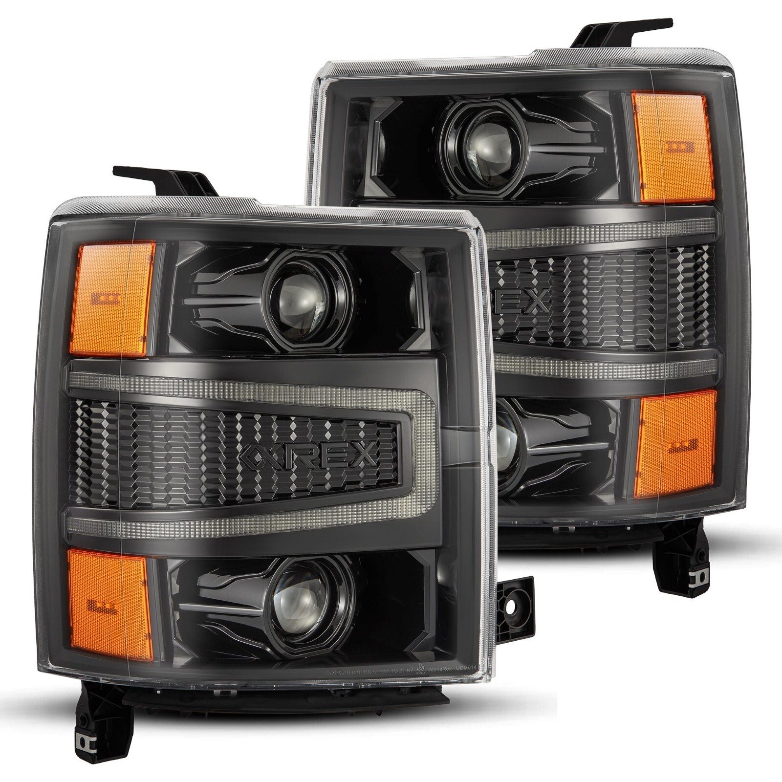 For 14-15 Chevy Silverado 1500 Alpharex Luxx Alpha Black LED Projector Headlight For 14-15 Chevy Silverado 1500 Alpharex Luxx Alpha Black LED Projector Headlight