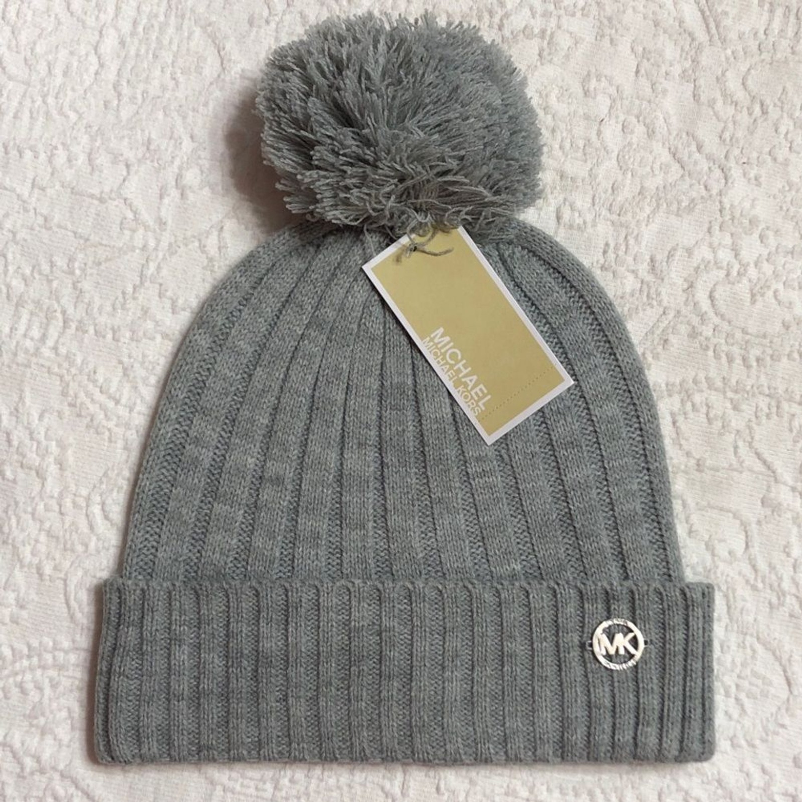 NWT Michael Kors Gray Knit Beanie with Pom-Pom NWT Michael Kors Gray Knit Beanie with Pom-Pom