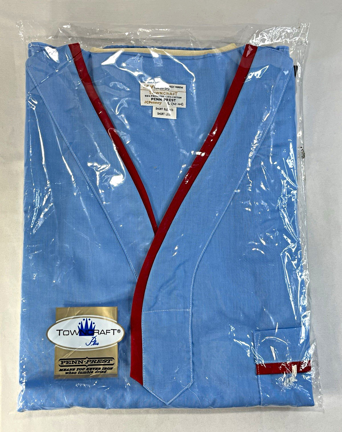Vtg NOS Towncraft Pajamas Mens Large Blue Penn-Prest Short Sleeve Short Leg Lrg