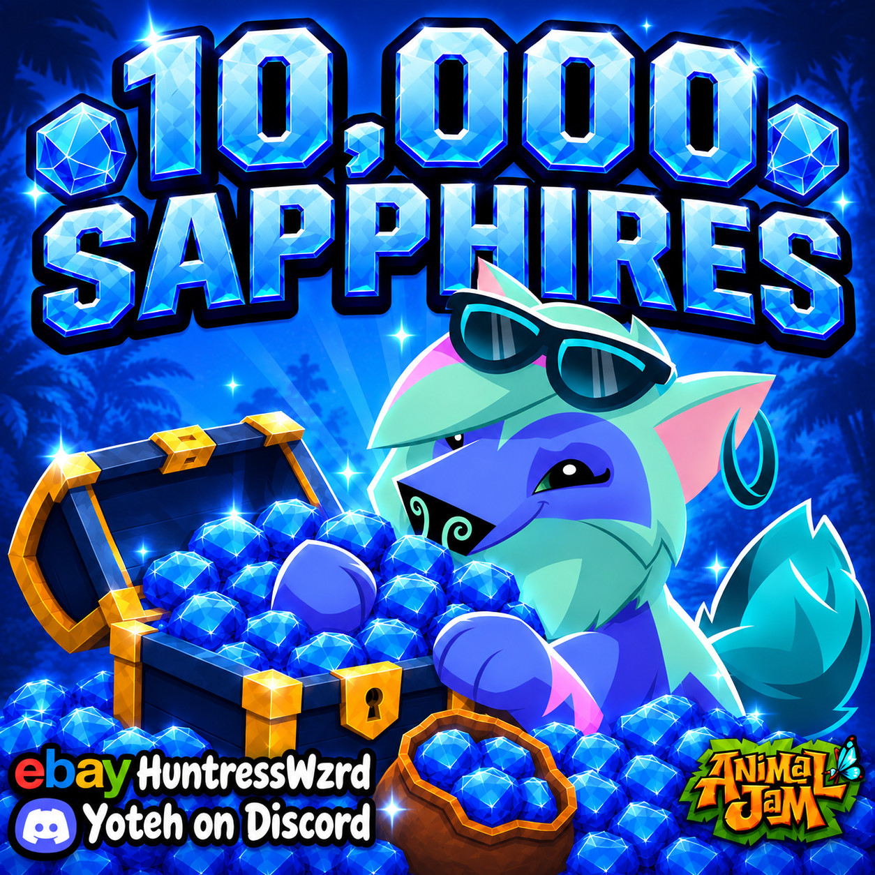 AJPW | 10,000 Sapphires | Fast Delivery | 100% Trusted | Animal Jam Play Wild