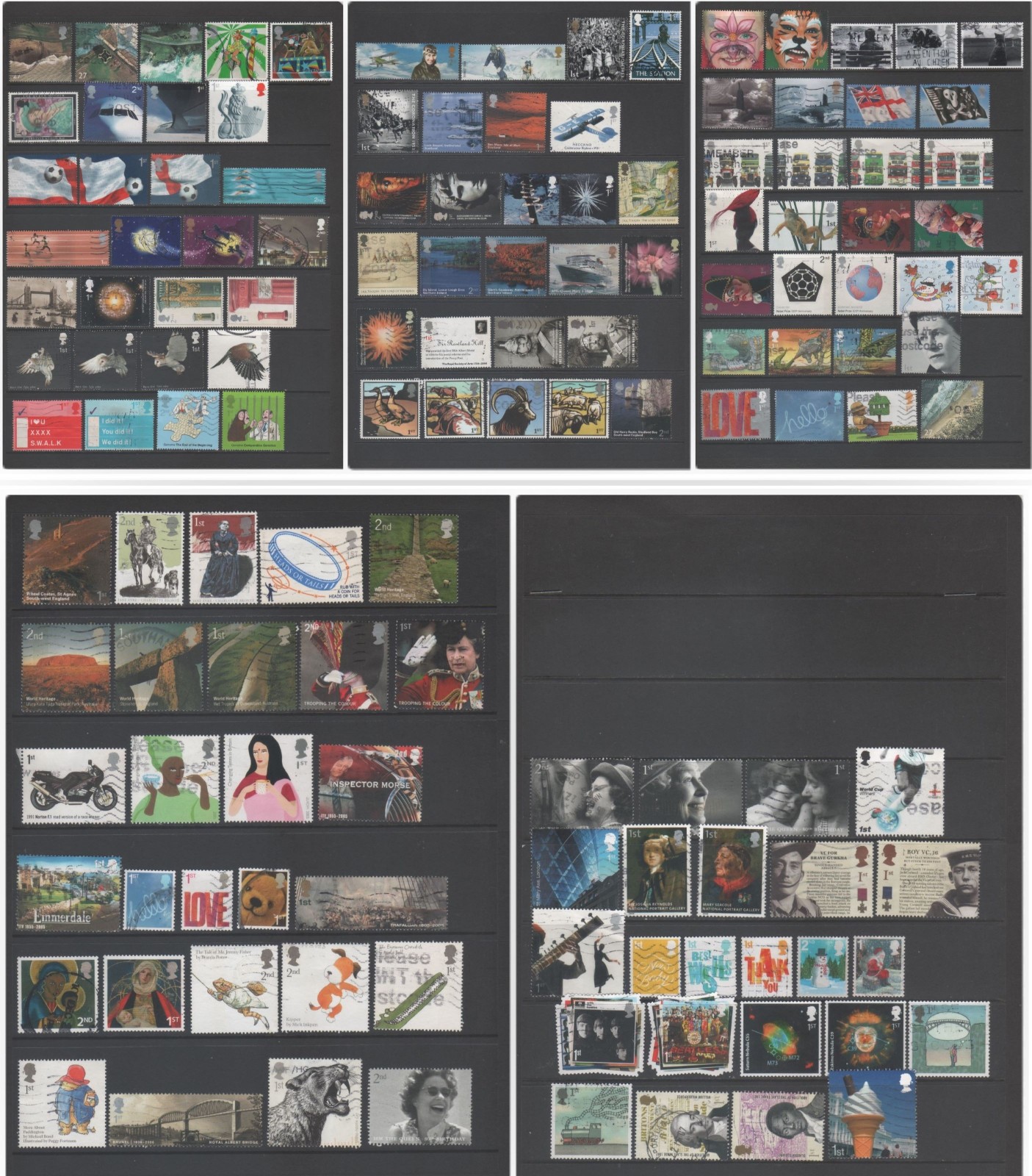 LOT#372z - GB QEII, COMMEMORATIVE 1st/2nd NVI STAMPS ISSUED 2001 to 2007 USED