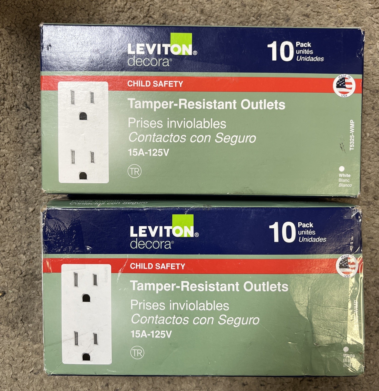 Leviton Decora15Amp 125V Tamper Resistant Duplex Outlet/Receptacle, White(2BOX )