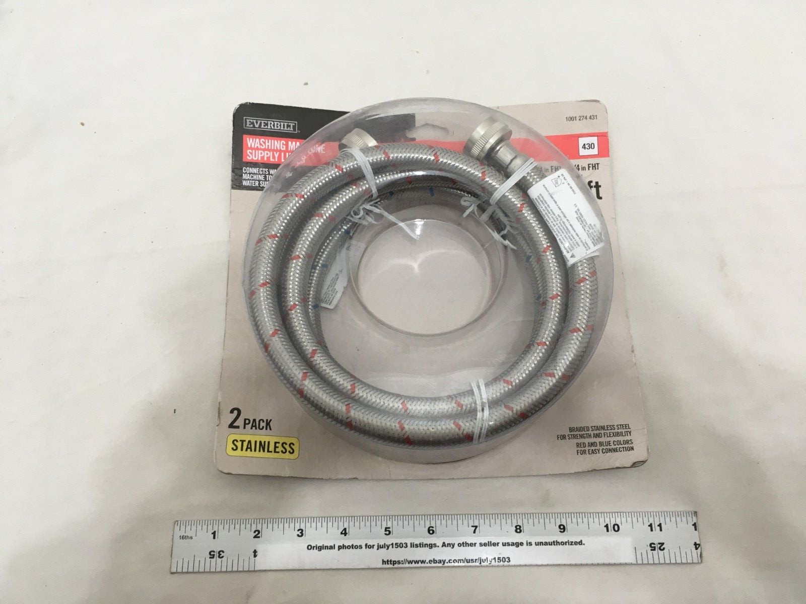 NEW 2pk Everbilt Washing Machine Supply Lines 5ft 3/4\