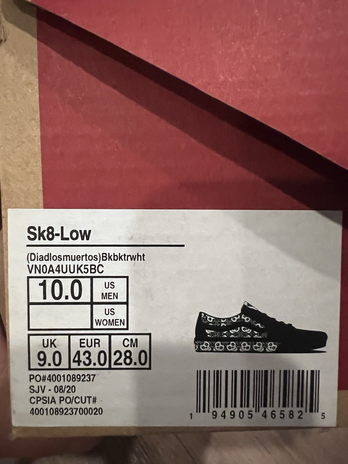 VANS Sk8-Low Dia de los Muertos Skull Low Top Sneakers Black/White VN0A4UUK5BC