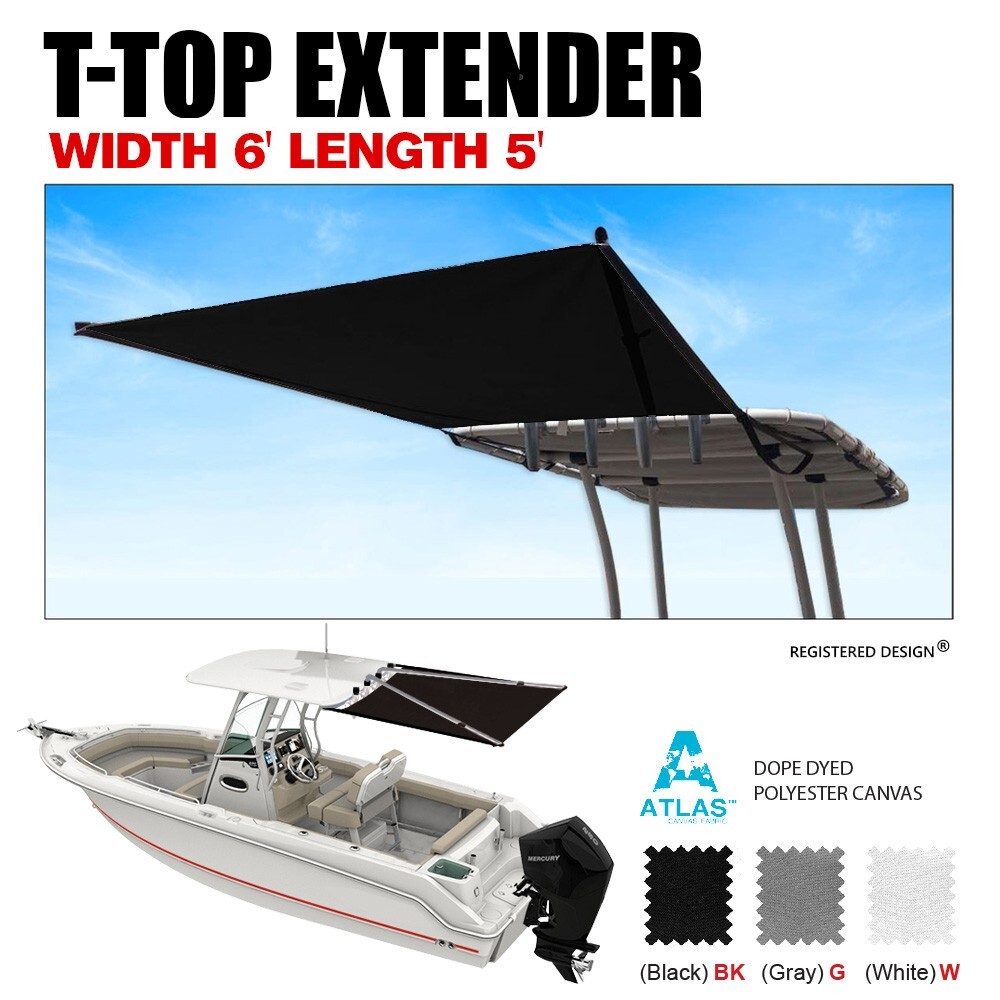 Oceansouth T-Top Extender Black / shaded area up to 5\' / Width 6\' x  Length 5\'