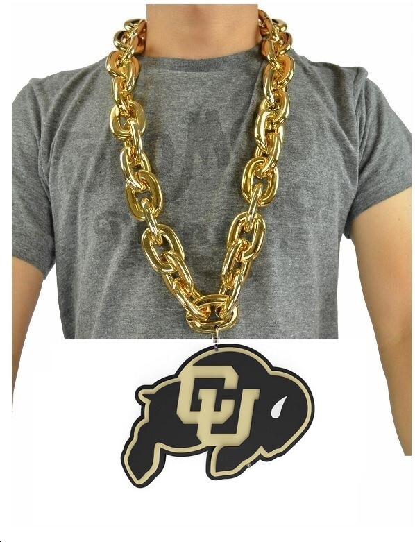 New NCAA COLORADO BUFFALOES BIG Fan Chain GOLD Necklace Foam Team Logo New NCAA COLORADO BUFFALOES BIG Fan Chain GOLD Necklace Foam Team Logo