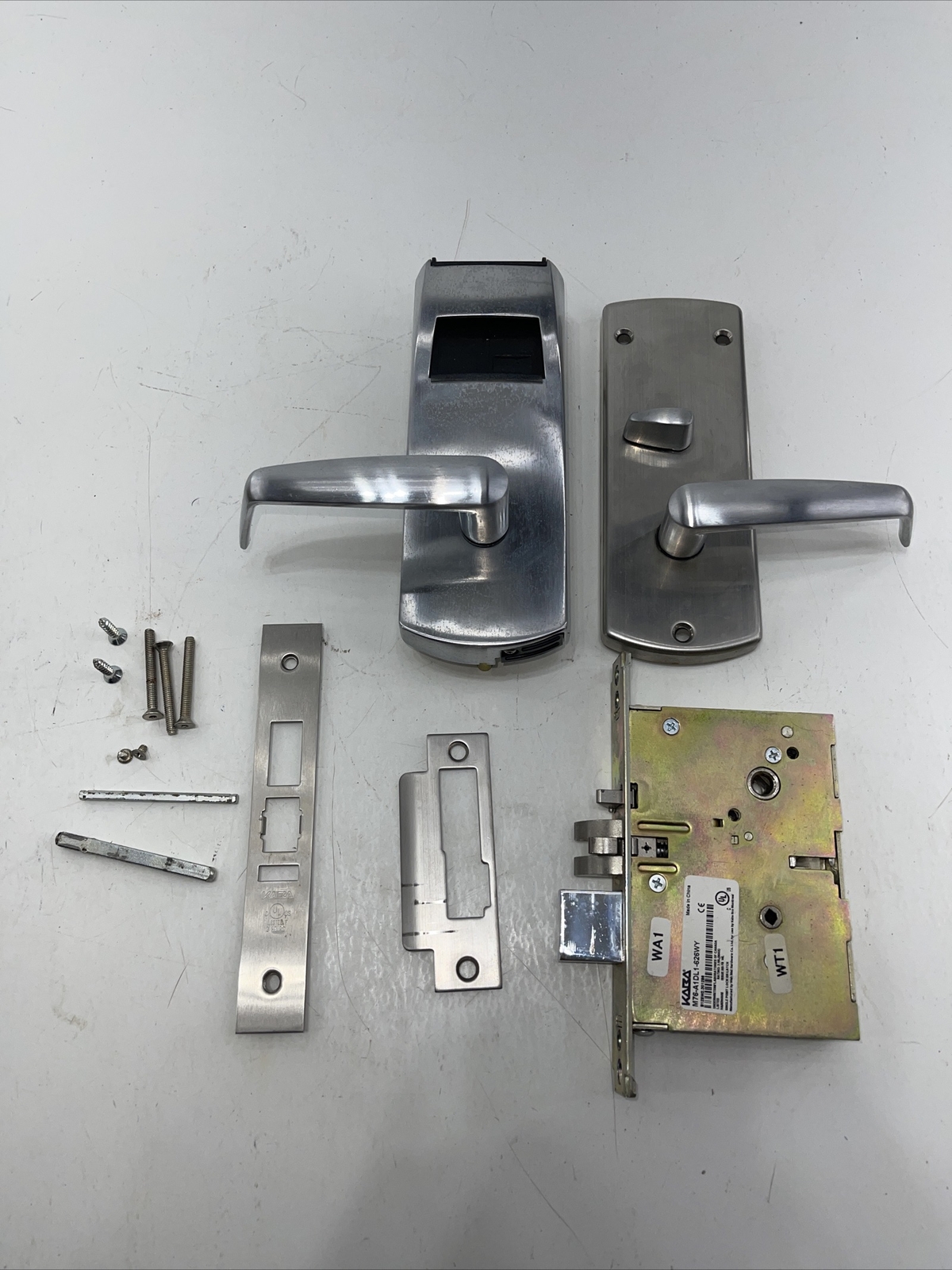 Kaba Electronic Key Card Lock Door Access Hotel Satin Chrome Used Left hand Kaba Electronic Key Card Lock Door Access Hotel Satin Chrome Used Left hand