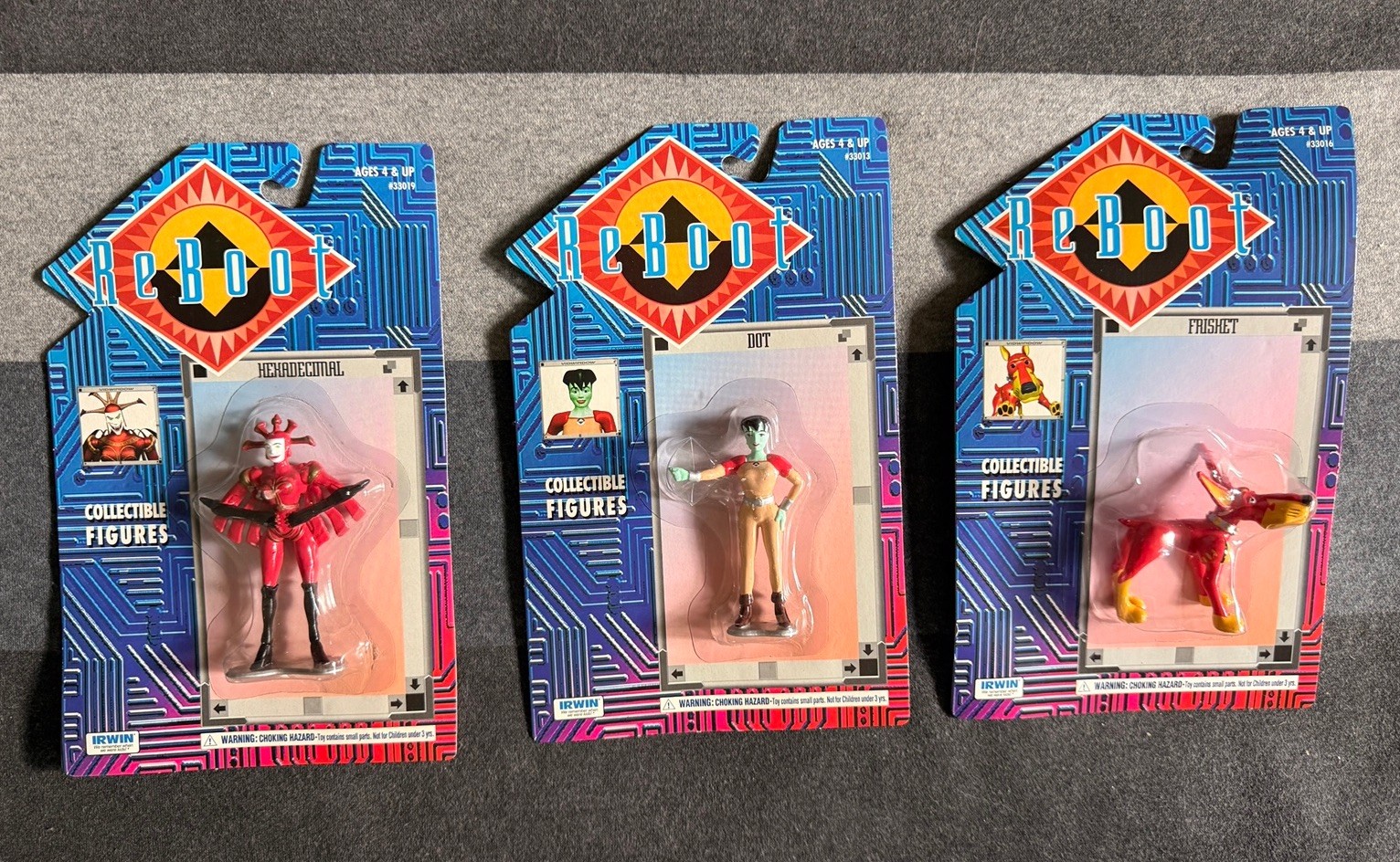 Irwin ReBoot Collectible Action Figures Hexadecimal Dot Frisket Lot of 3 MOC Irwin ReBoot Collectible Action Figures Hexadecimal Dot Frisket Lot of 3 MOC